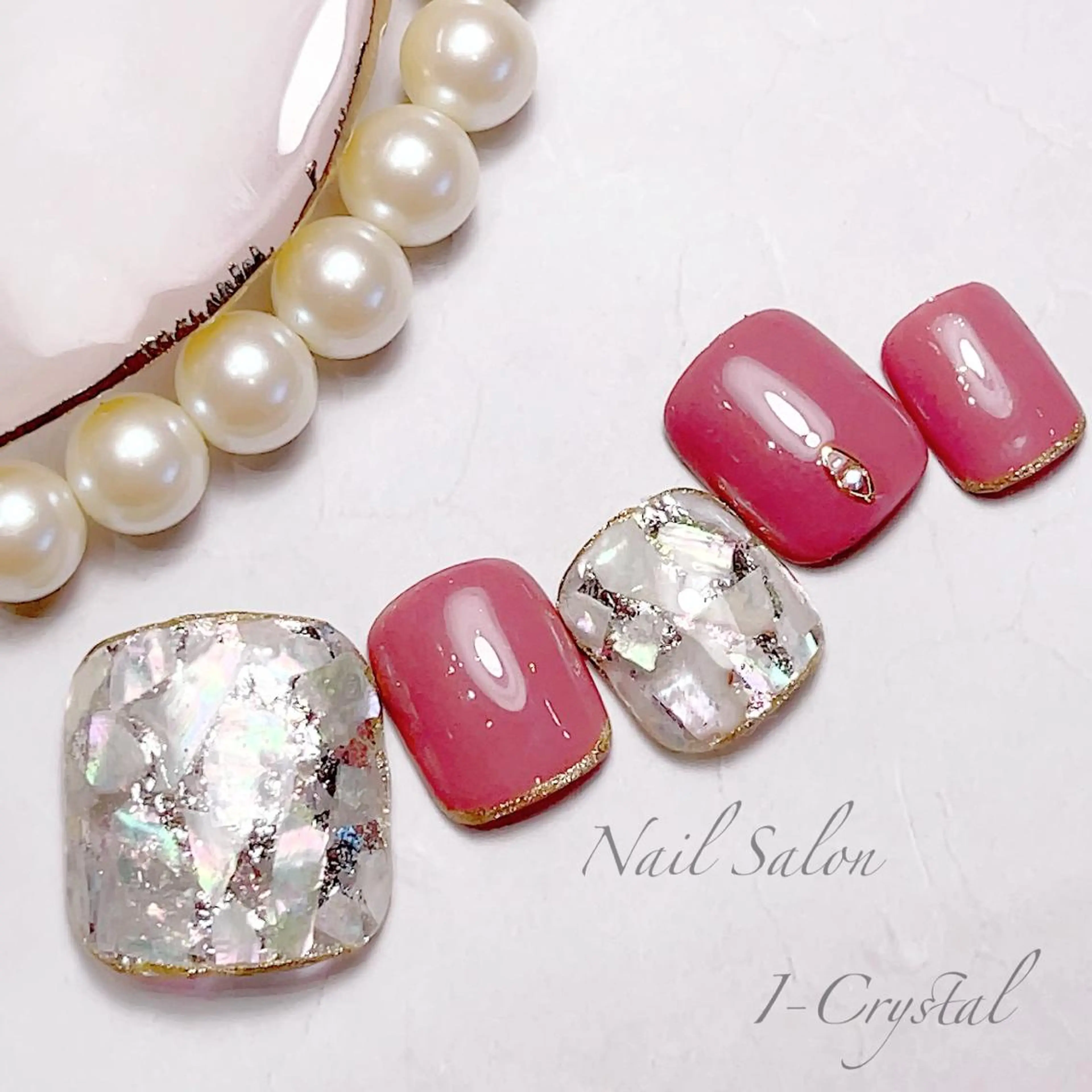 ネイル フットネイル 持ち込み 春ネイル ストーンネイル NailSalon  I-Crystal所属・中村 郁美のネイルデザイン