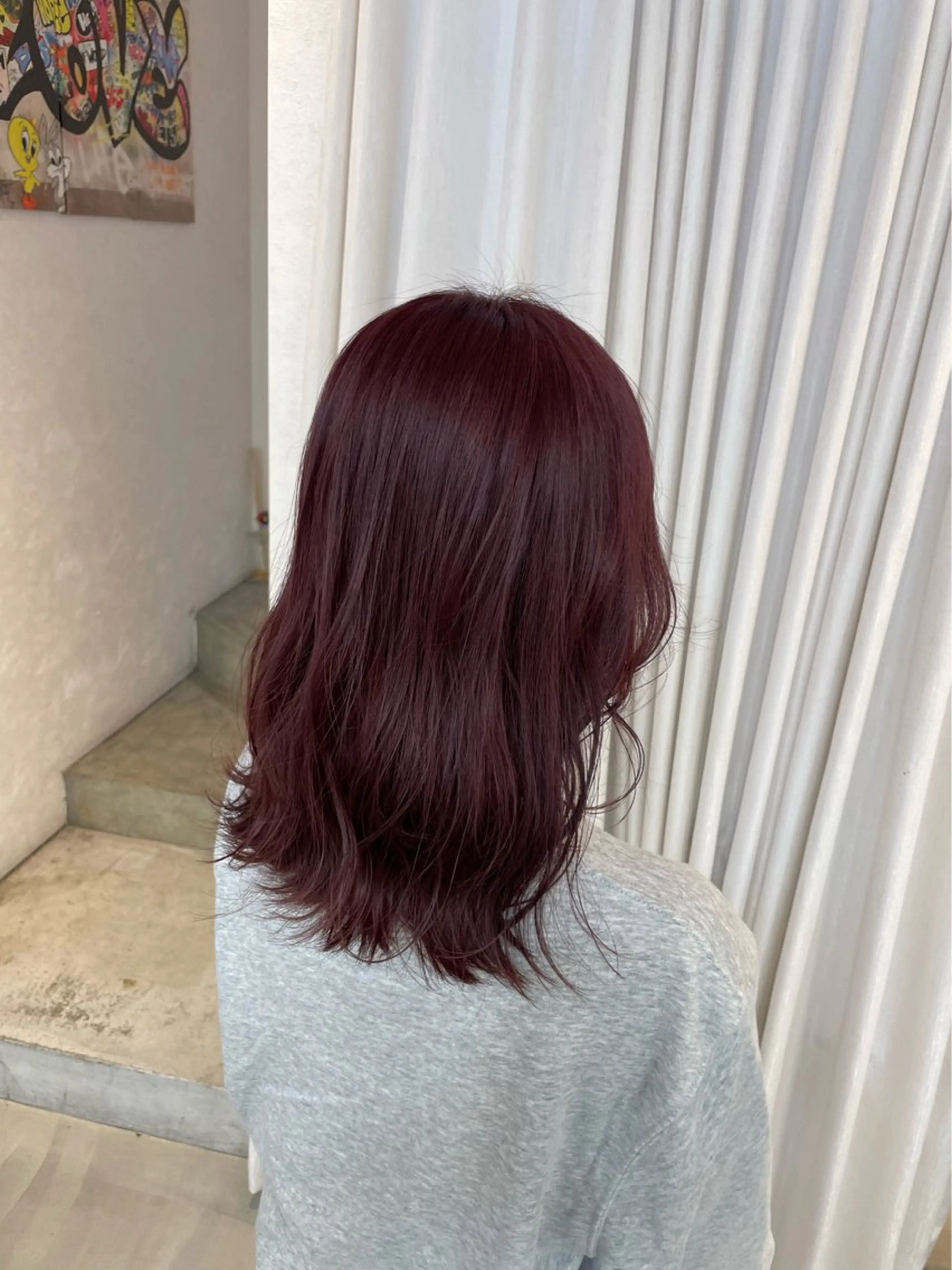 セミロング カラー ブラウンカラー ピンクカラー ピンクブラウン 安井まゆ _Box mico.のヘアスタイル