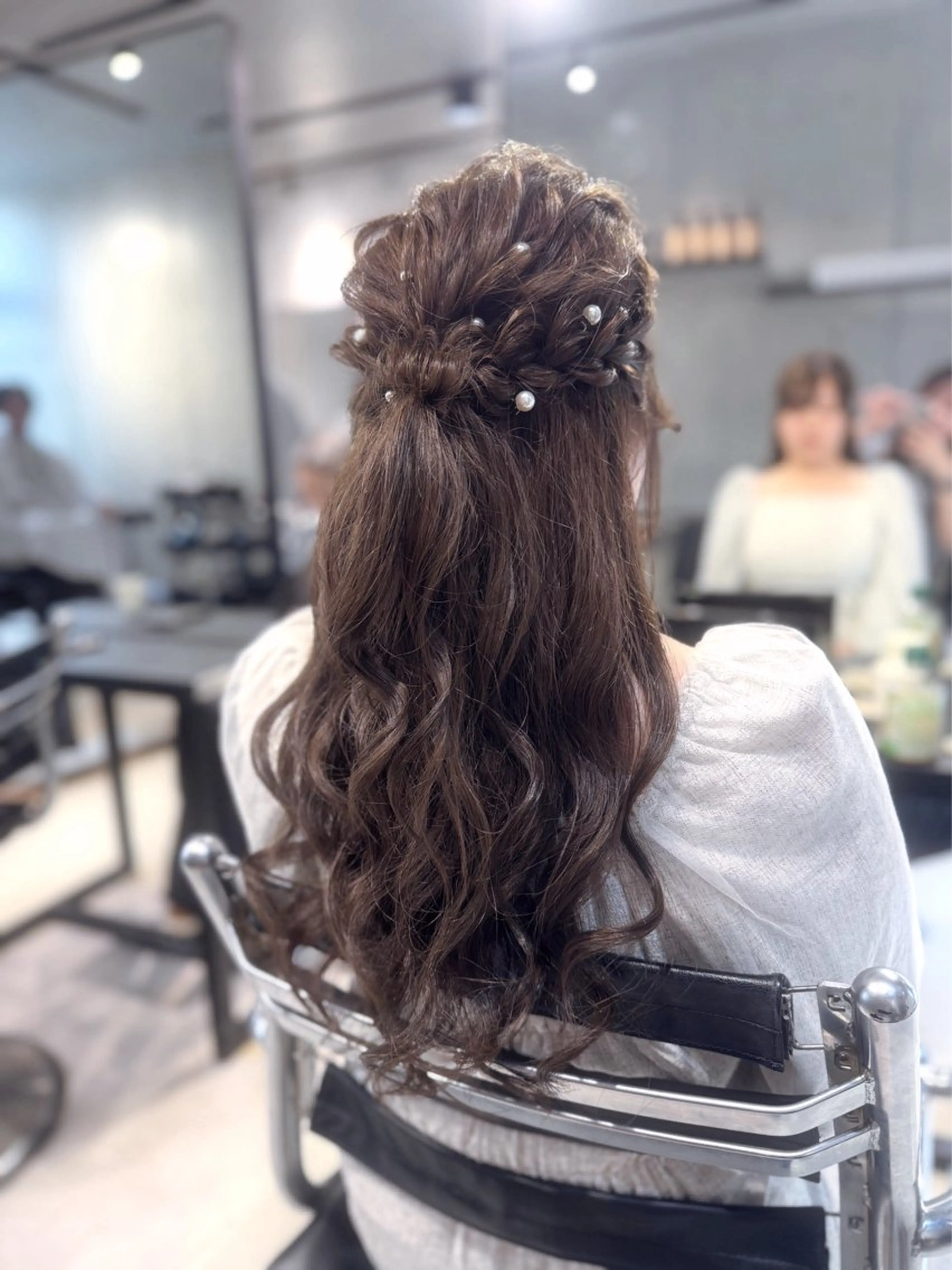 ロング カラー パーマ ヘアアレンジ ヘアセット 透明感/オリーブ/ グレージュ/YUKAのヘアスタイル