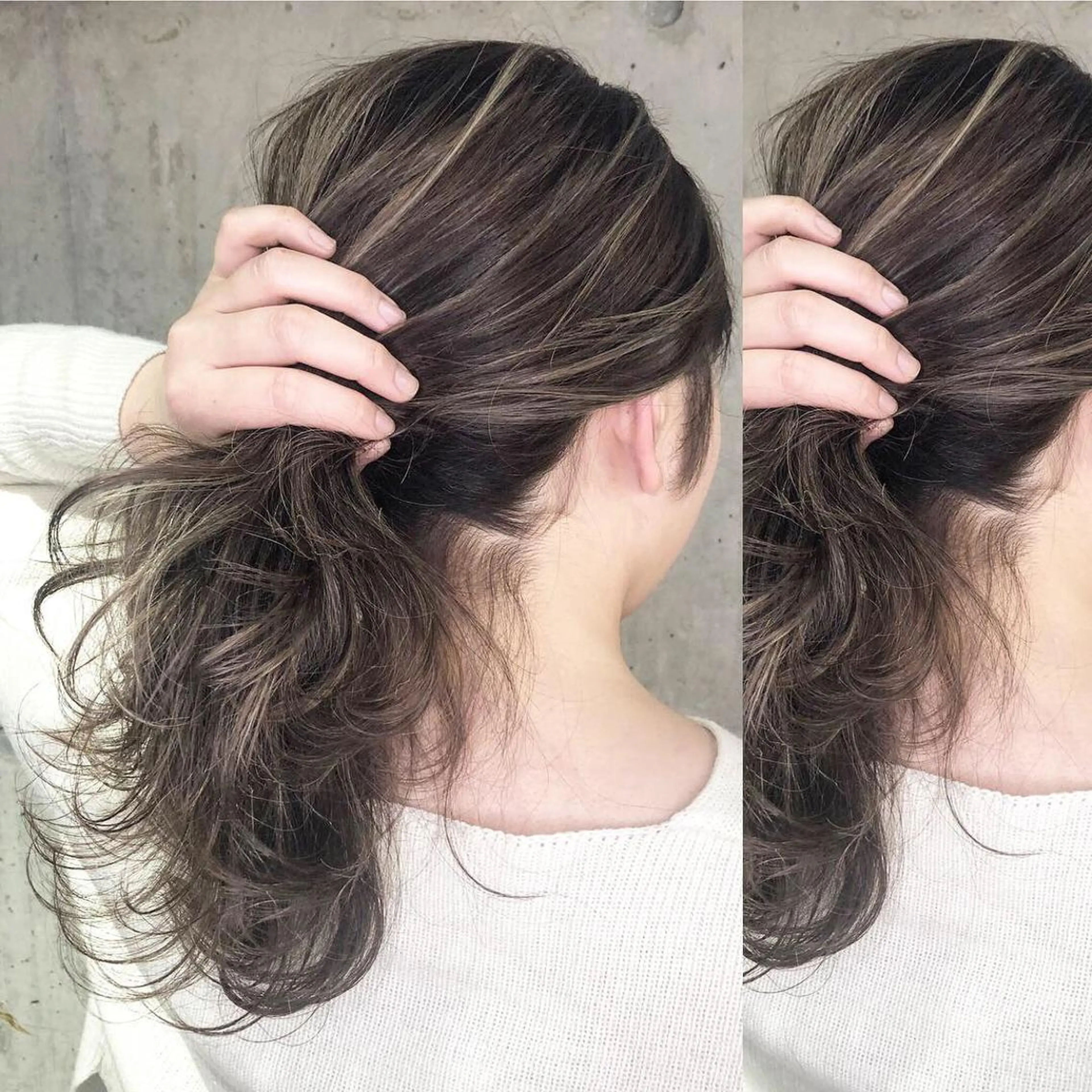 セミロング カラー ヘアアレンジ ベージュカラー ハイライトカラー 外国人風カラー ハイライト カット ヘアカラー トリートメント ヘッドスパ 韓国風×透明感カラー 髪質改善オタベシンヤのヘアスタイル
