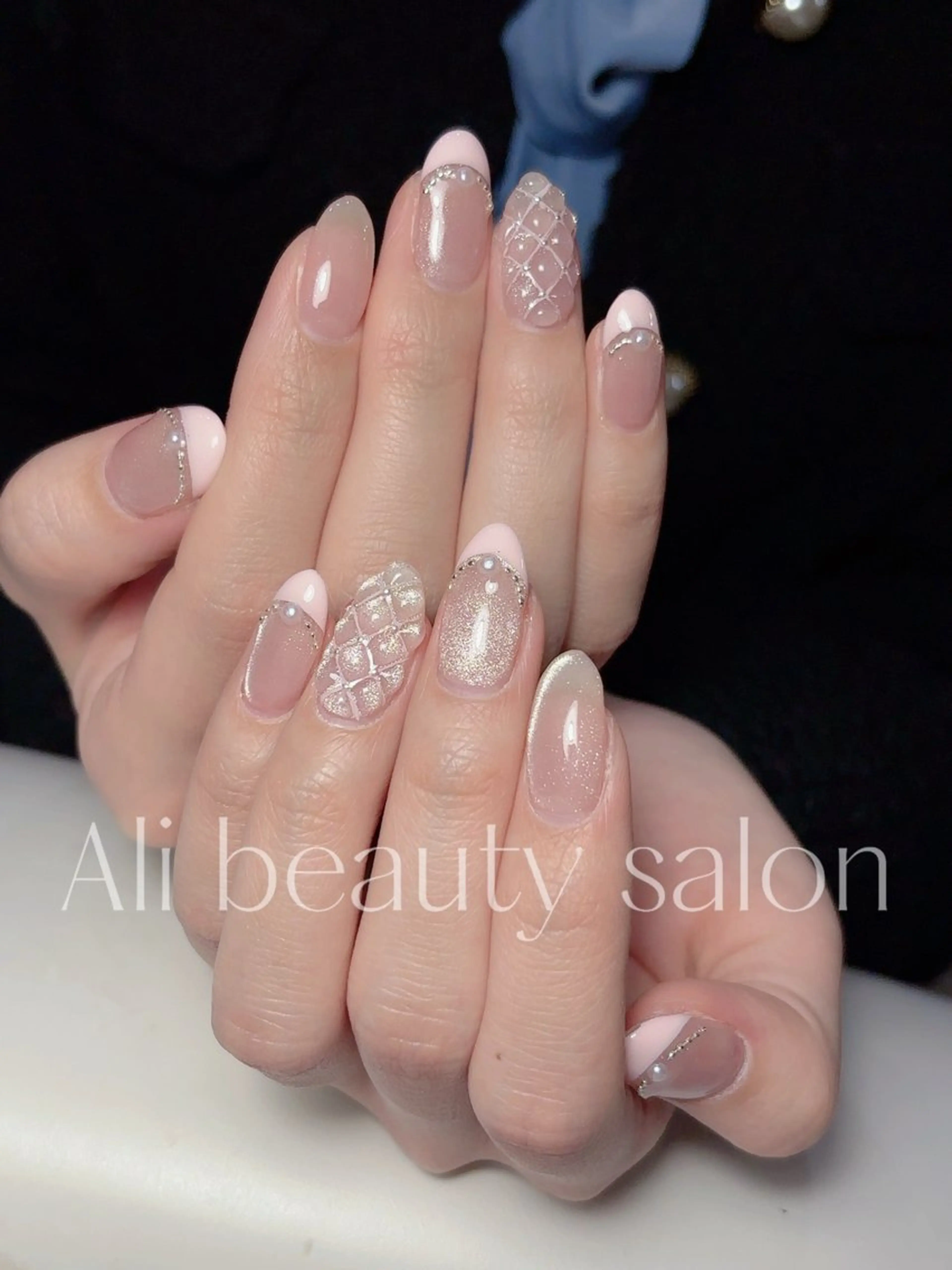 ネイル フレンチネイル マグネットネイル 持ち込み ハンドネイル Ali 新小岩 ネイル専門のネイルデザイン