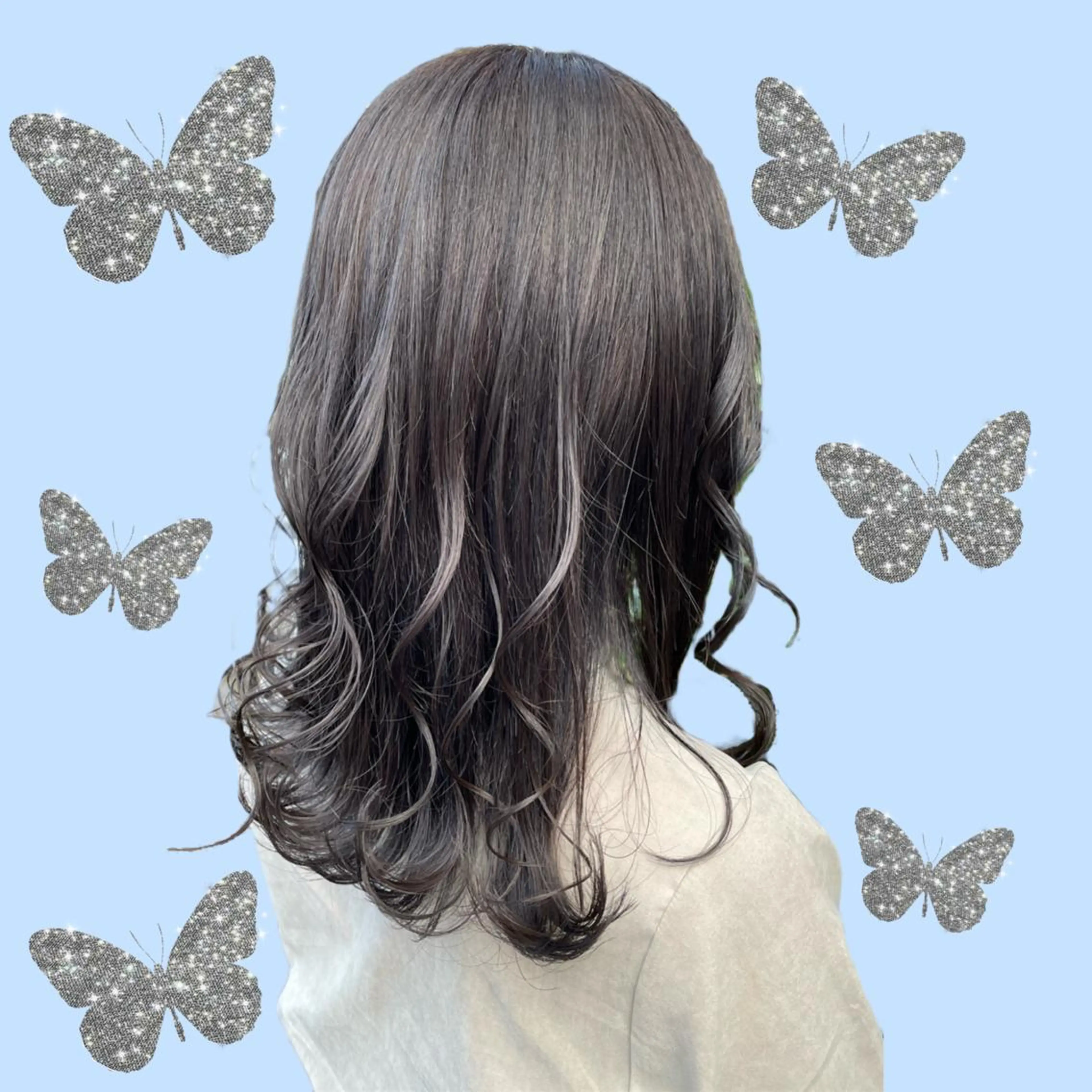 セミロング カラー ヘアアレンジ ブリーチ 透明感カラー ヘアカラー 🦄ブリーチ💜エク ステ💜MIU🦄のヘアスタイル