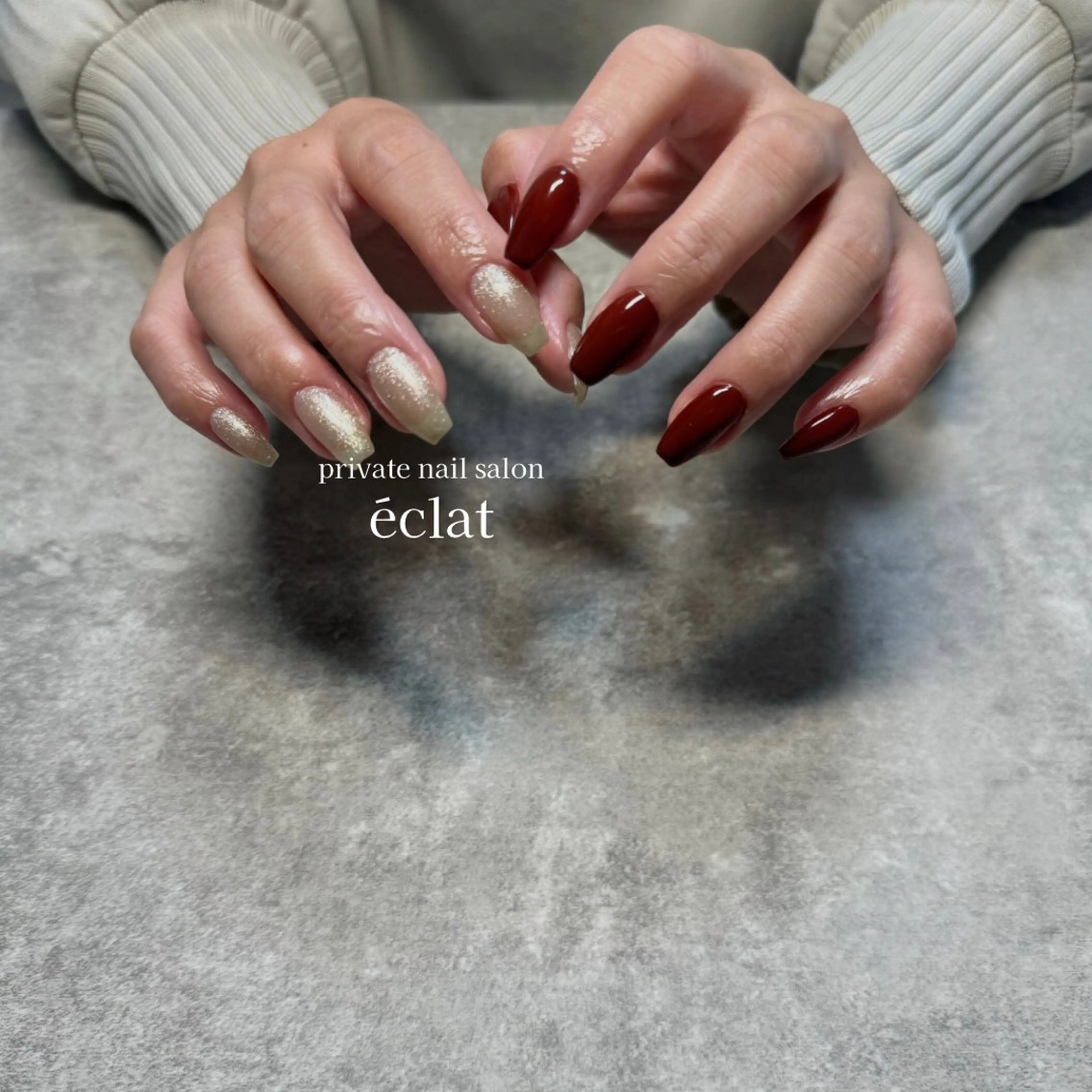 ネイル ボルドー ワンカラーネイル シンプルネイル ハンドネイル nailsalon éclatのネイルデザイン