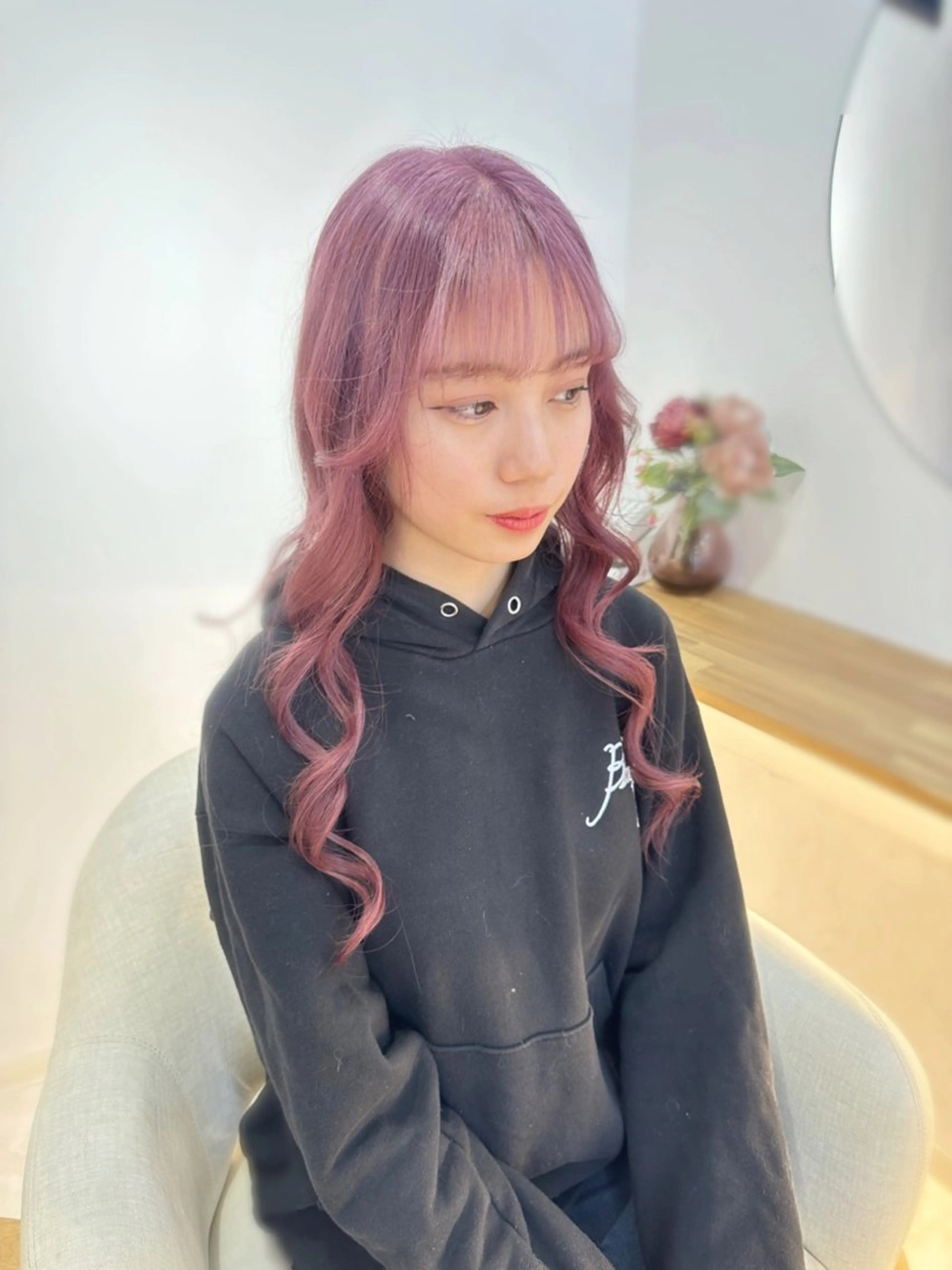 ロング カラー ピンクカラー Rio🎀 艶カラー/韓国のヘアスタイル