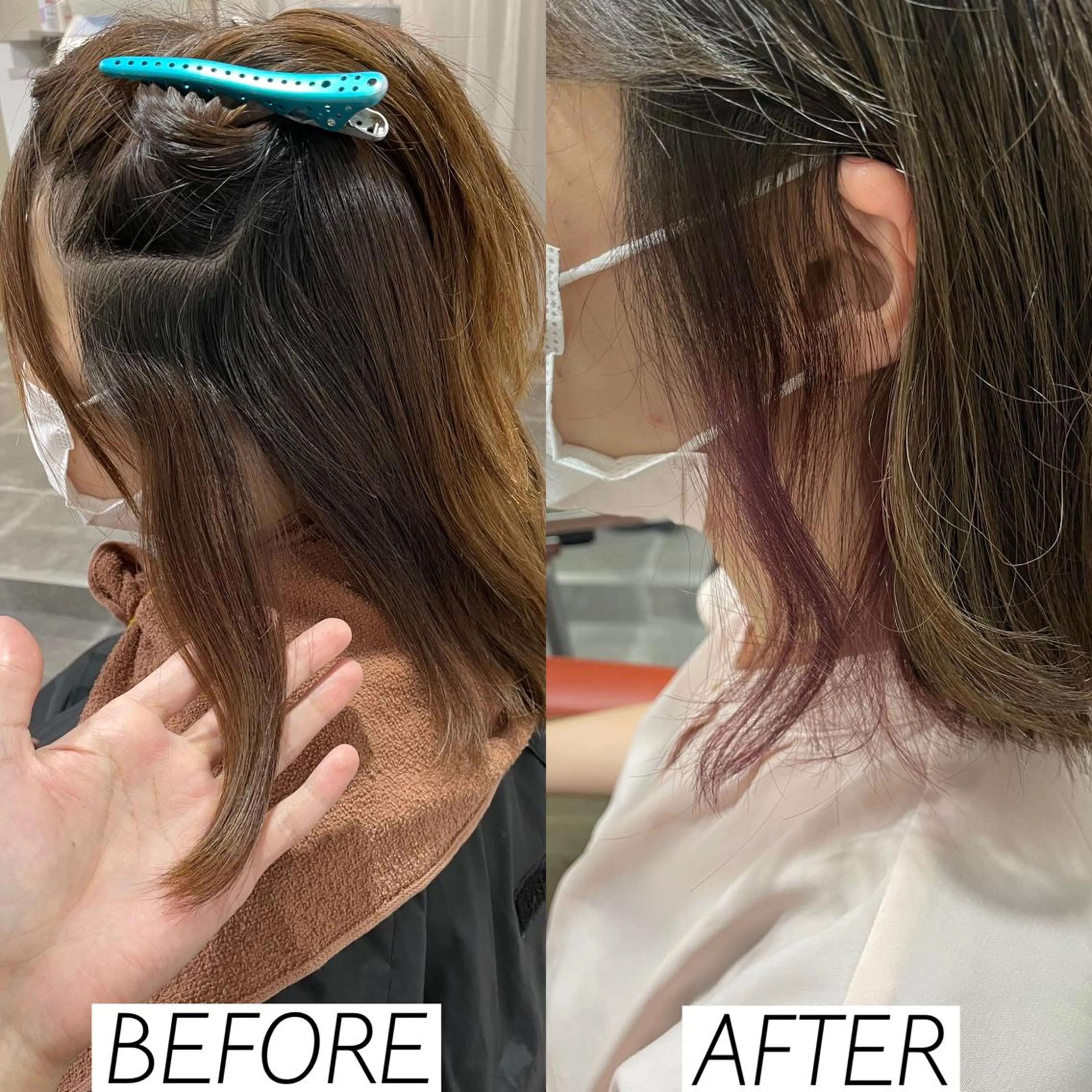 ショート カラー ブリーチ ピンクカラー ピンクパープル パープルカラー 森田 一平のヘアスタイル