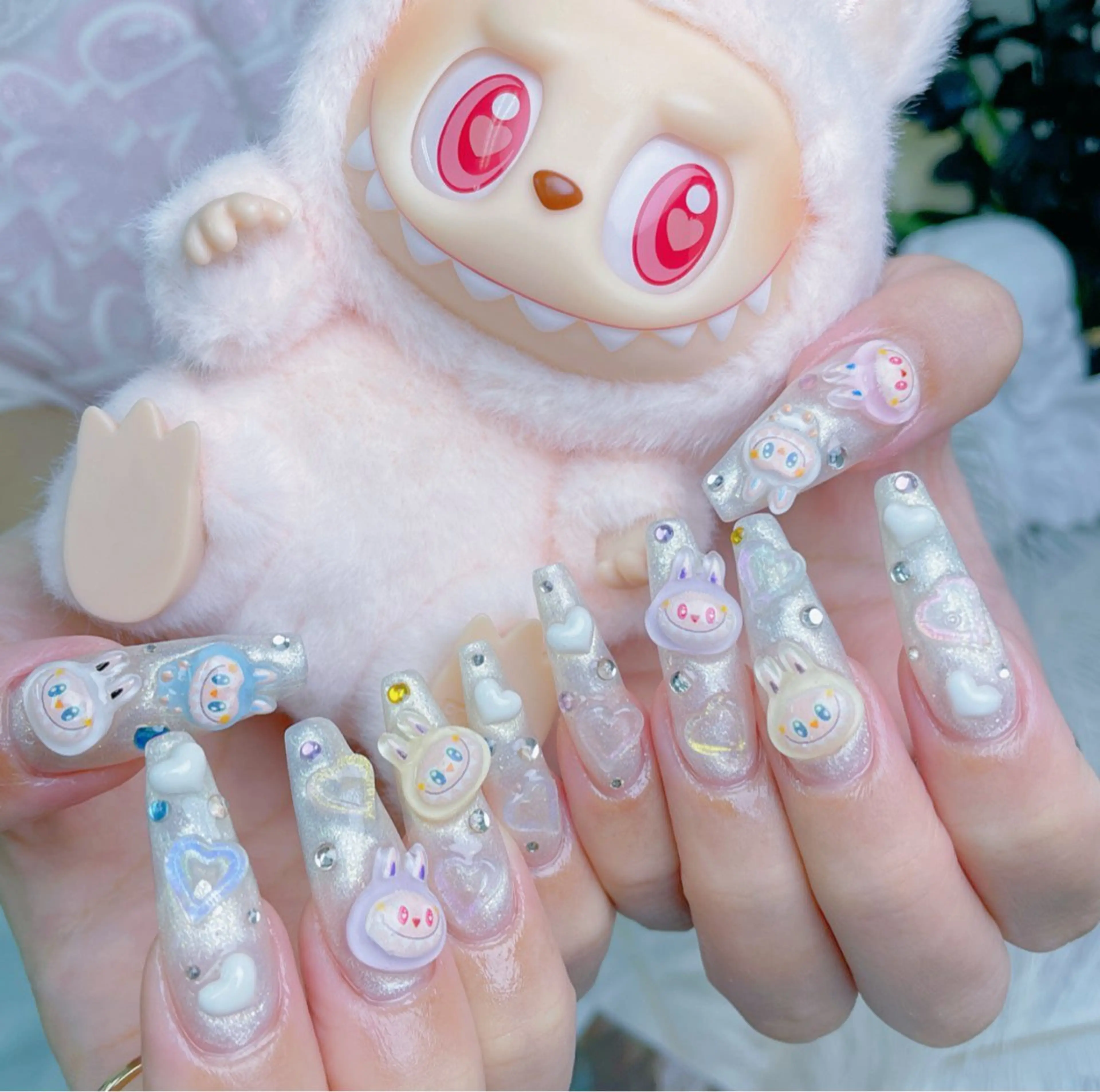 人気NO1✨👑【長さ出し10本】キャラクタ3Dパーツ🎀サンリオ🧸ディズニーなど（200種以上）付け放題¥10800の写真