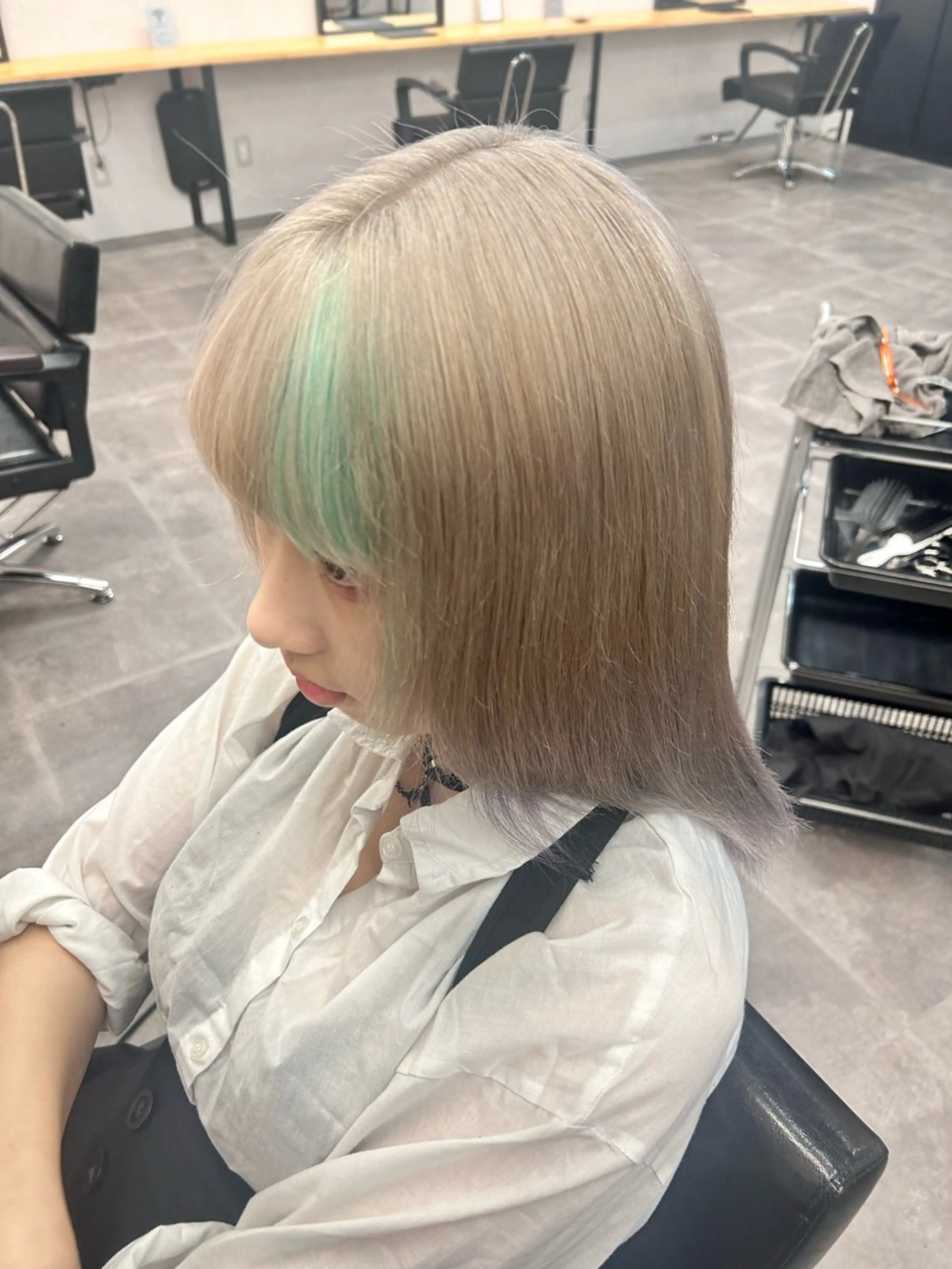 セミロング ヘアカラー トリートメント エクステ/心斎橋/ ハイトーン/ミサキのヘアスタイル