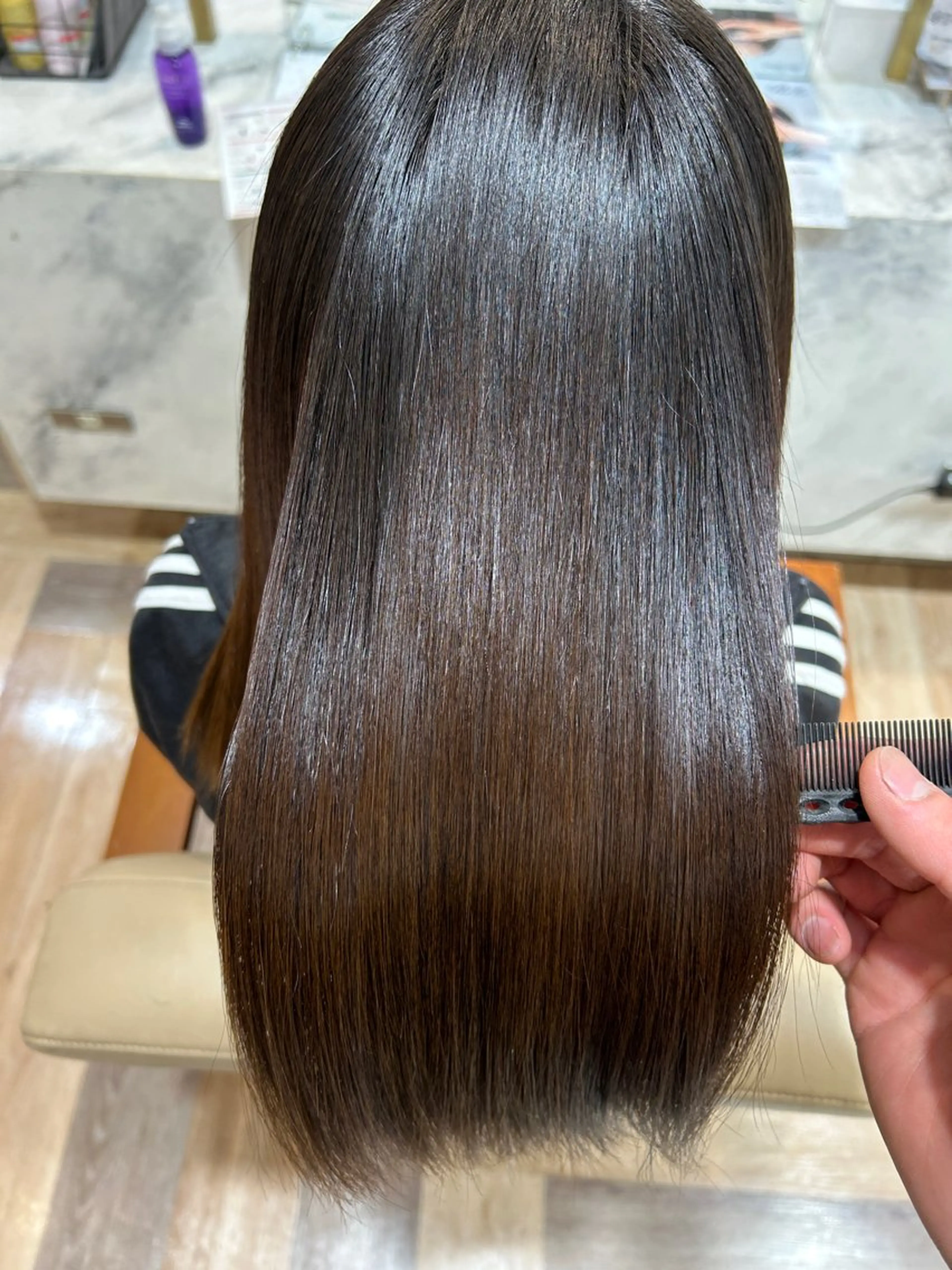 セミロング 縮毛矯正 Yuu/髪質改善 デザインカラーのヘアスタイル