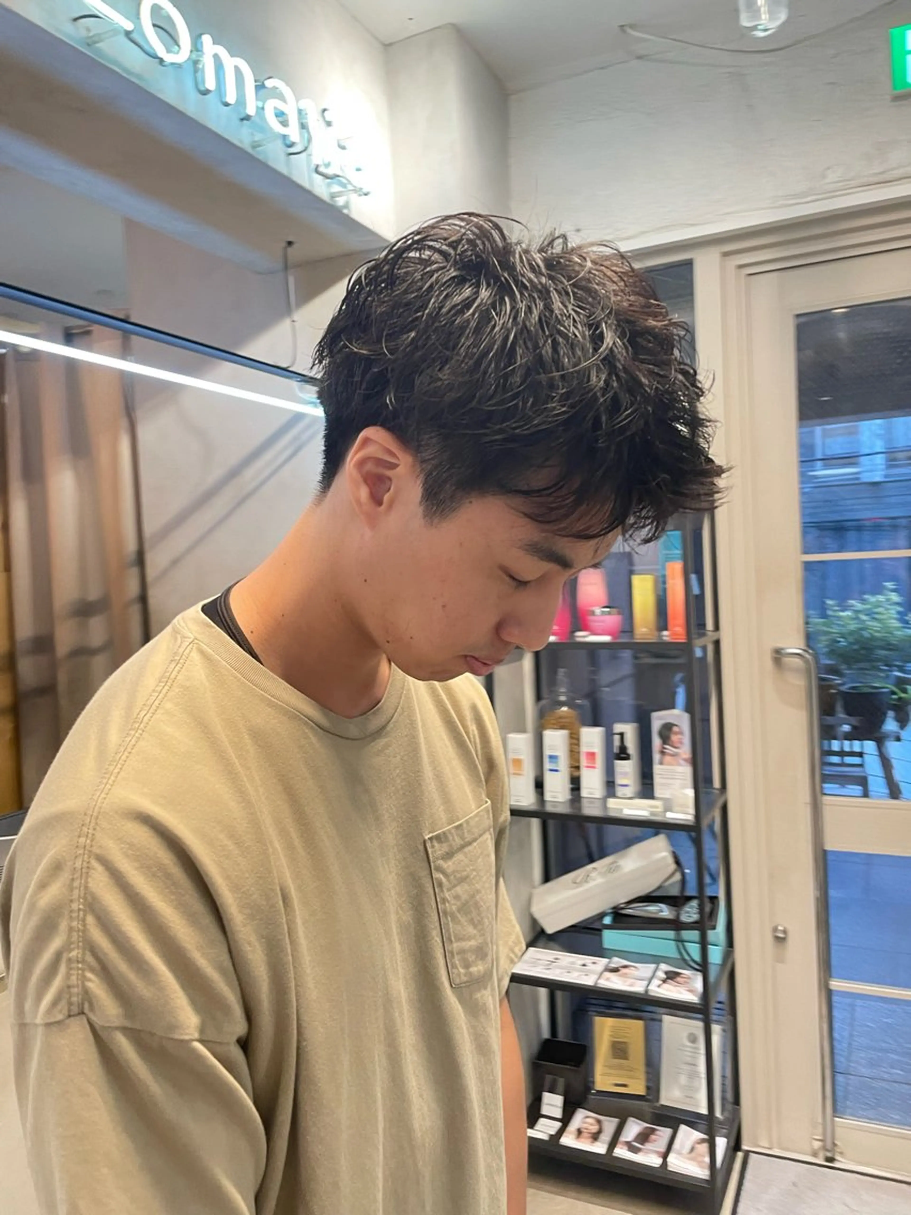 パーマ メンズ カット パーマ ミルクティー× グレージュMOMOのヘアスタイル