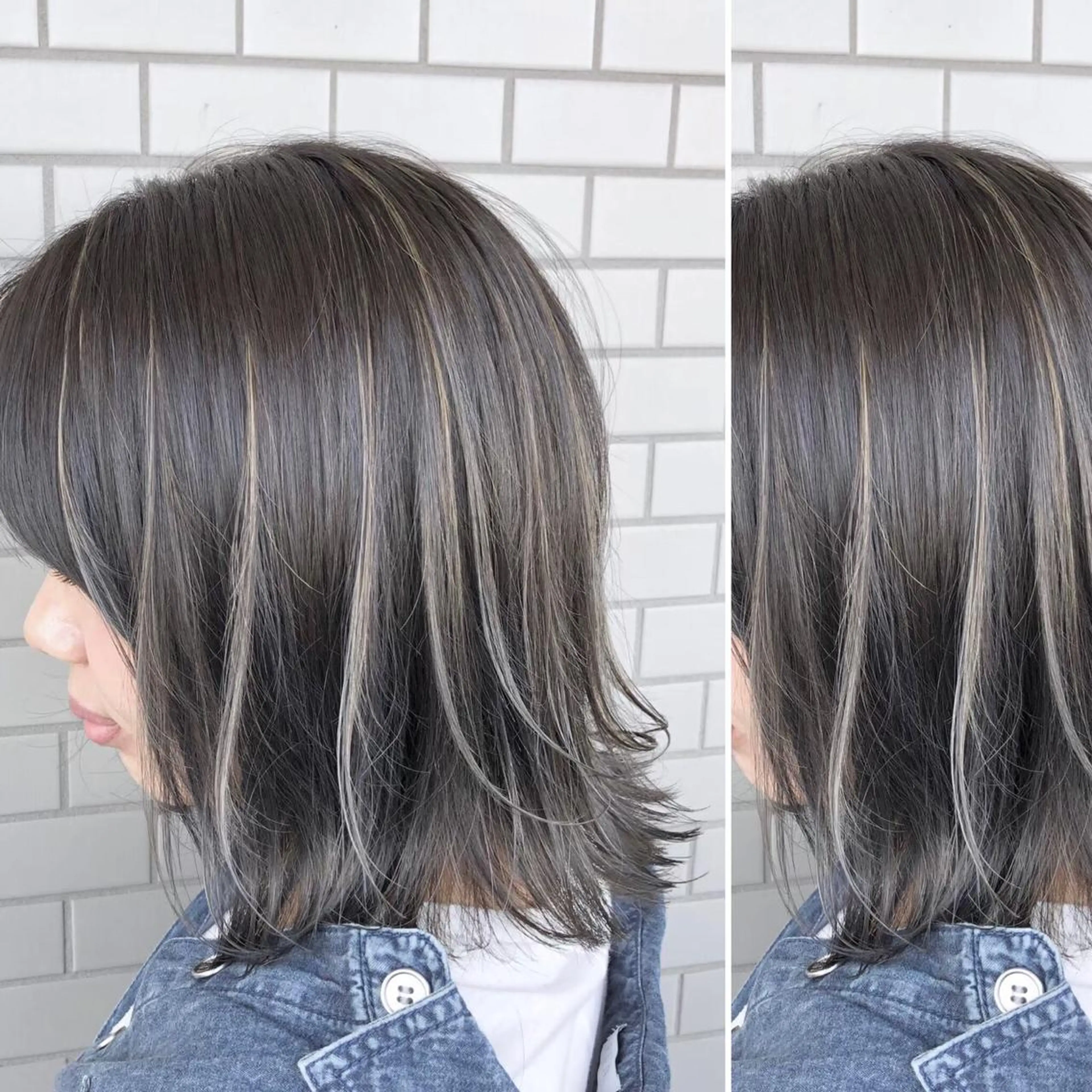 ミディアム カラー JuNブリーチに 縮毛矯正するプロのヘアスタイル