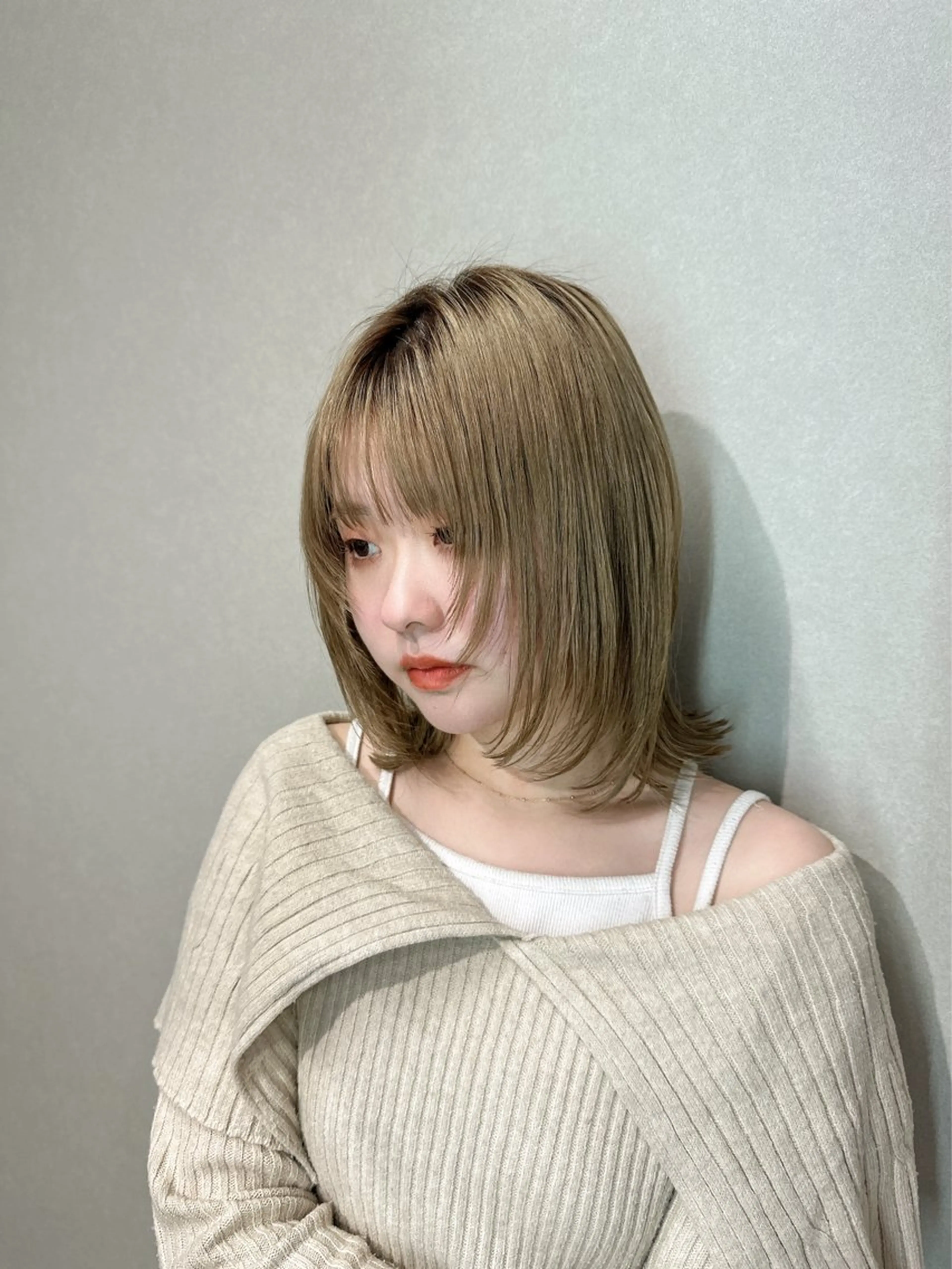 ミディアム カラー ボブレイヤー ボブ レイヤーカット 外ハネヘア 遠藤惟斗/自由が丘/ 透明感カラー/パーマのヘアスタイル