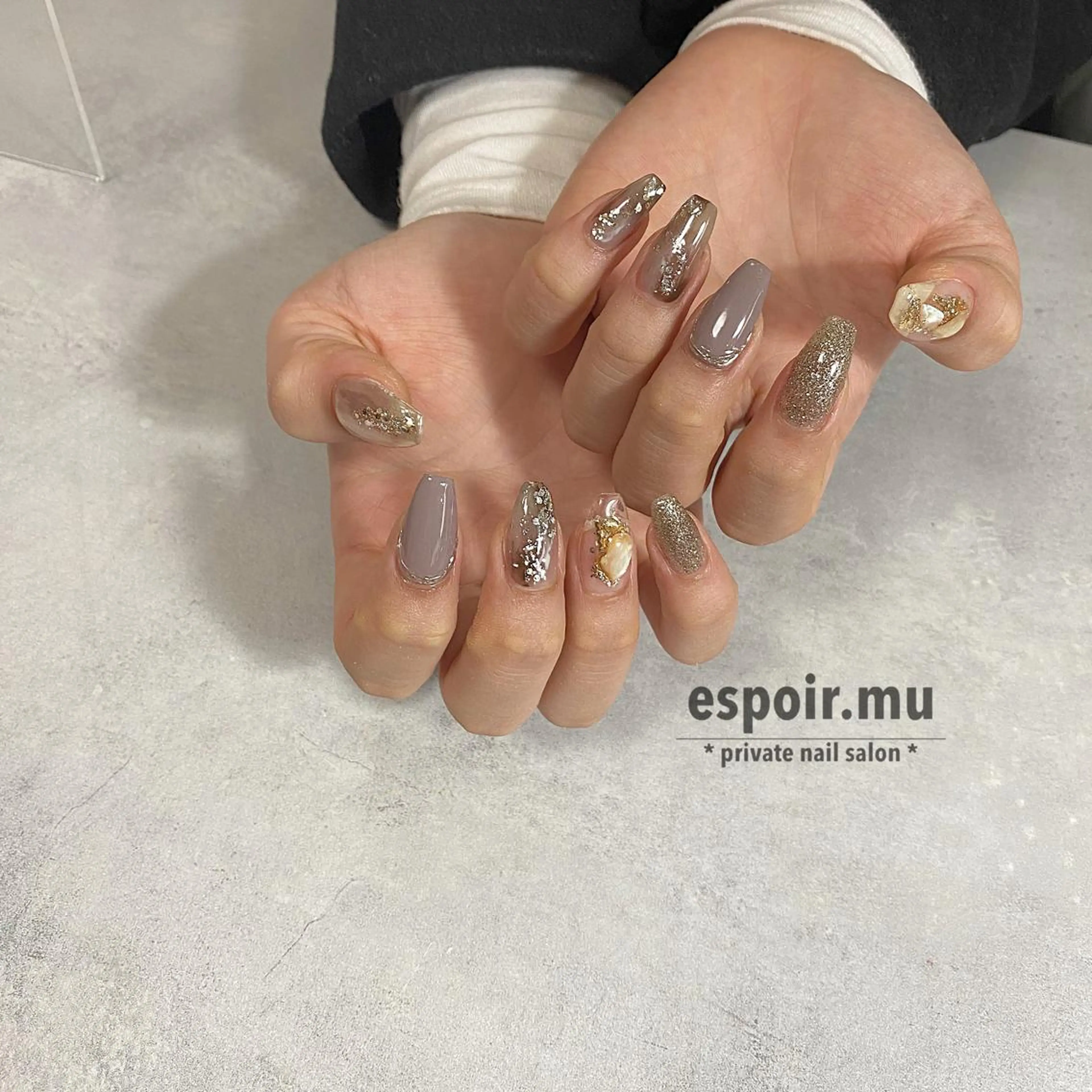 ロング ネイル espoir. muのネイルデザイン