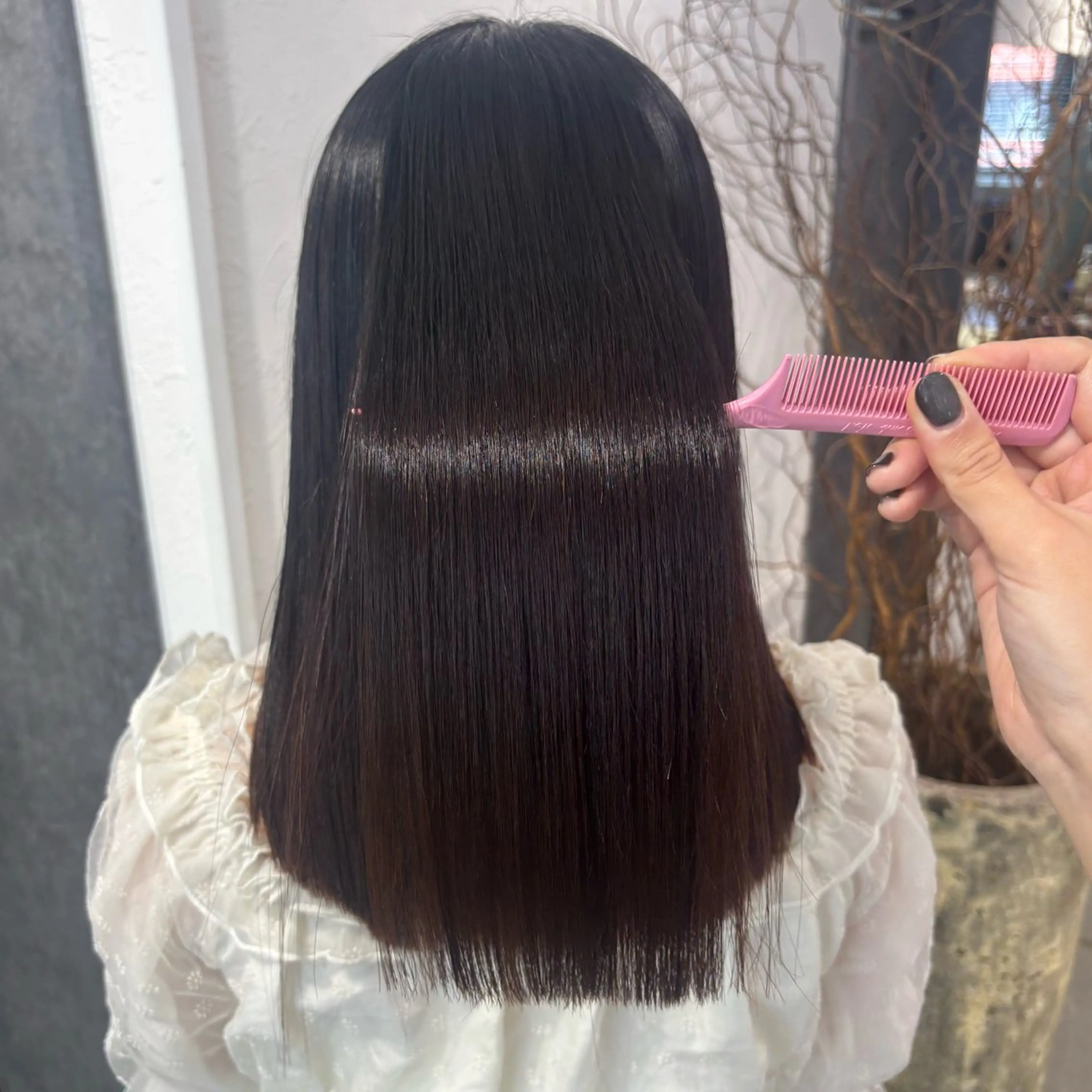 セミロング 髪質改善/縮毛矯正/ 暖色カラー🎀🪞のヘアスタイル