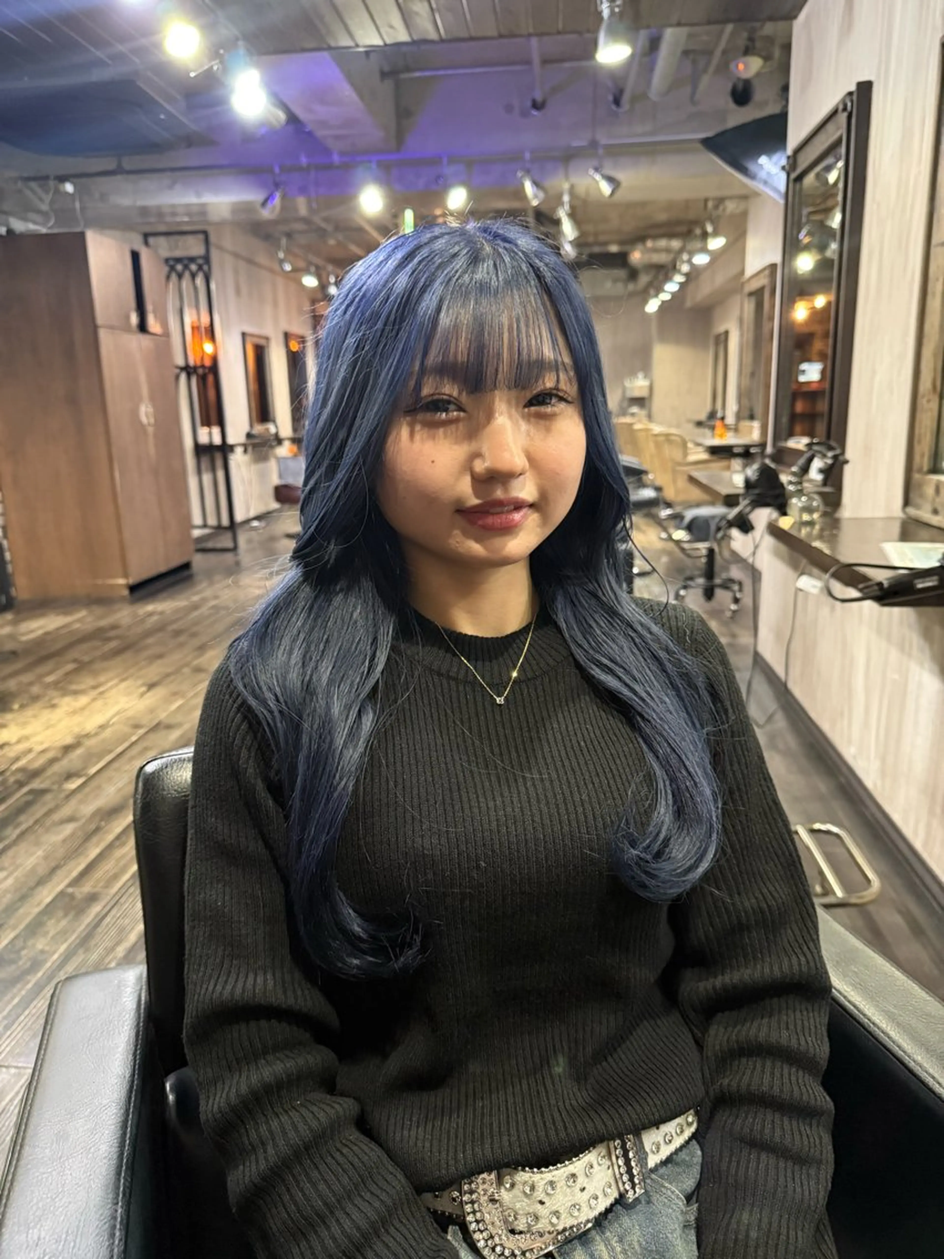 ロング カラー ブルーカラー ネイビーカラー カット ヘアカラー トリートメント メンズカット/パーマ 艶カラーTAIGA︎のヘアスタイル