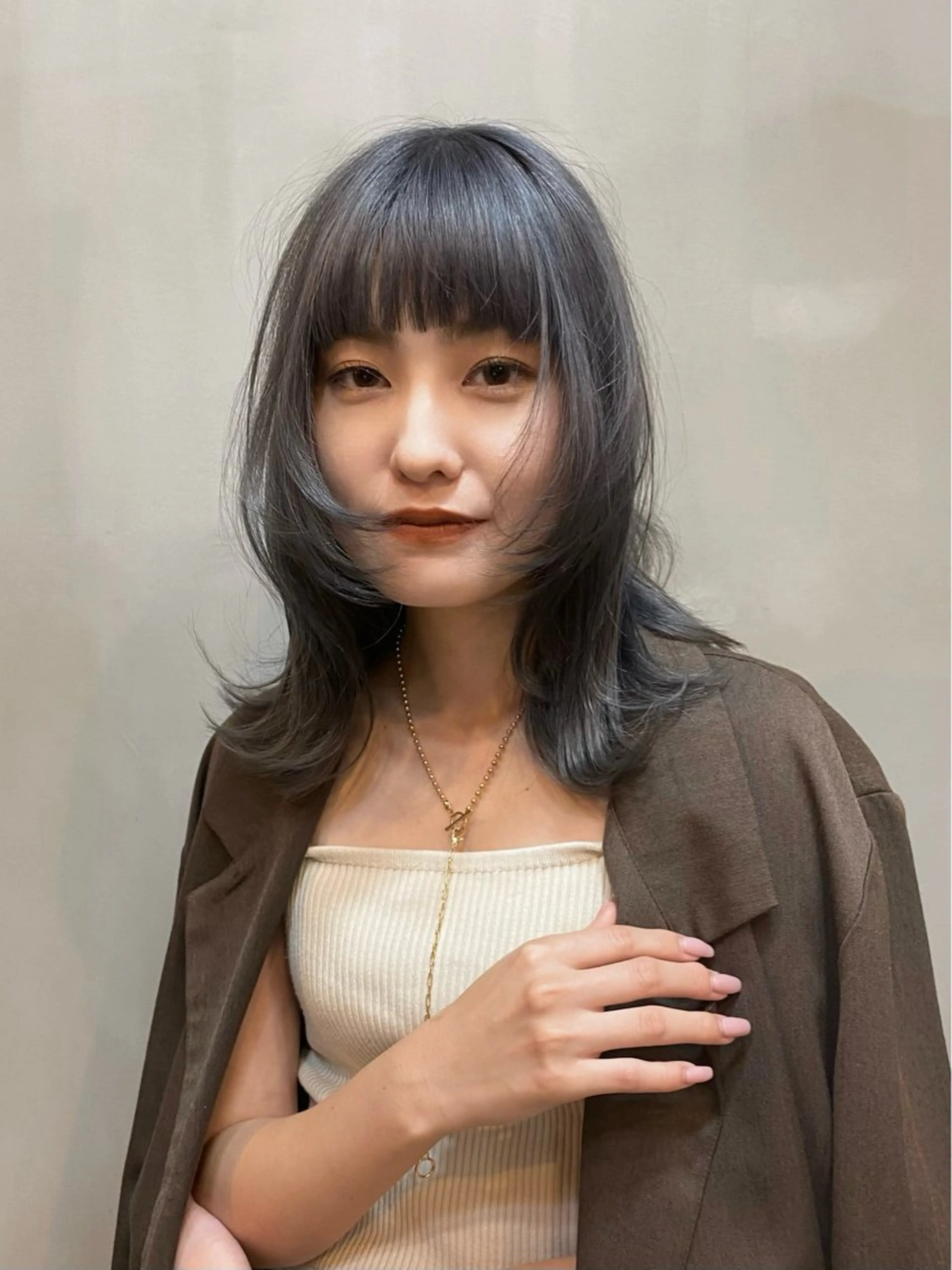 ミディアム カラー ヘアカラー トリートメント くすみカラー♡ Yuukaのヘアスタイル