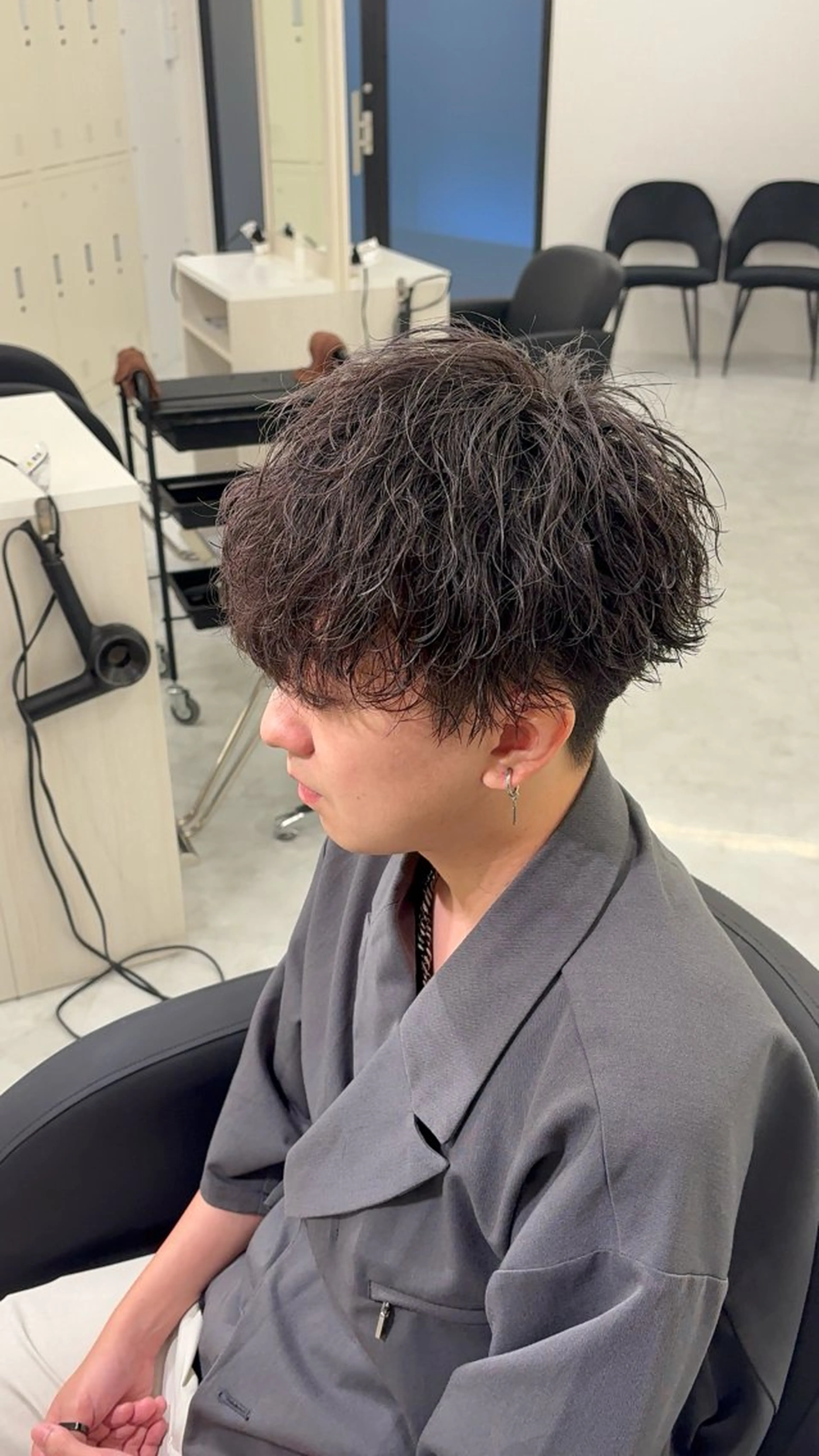 ショート パーマ メンズ メンズパーマ 波巻きパーマ マッシュ👀シャドー パーマ達人DAIKIのヘアスタイル