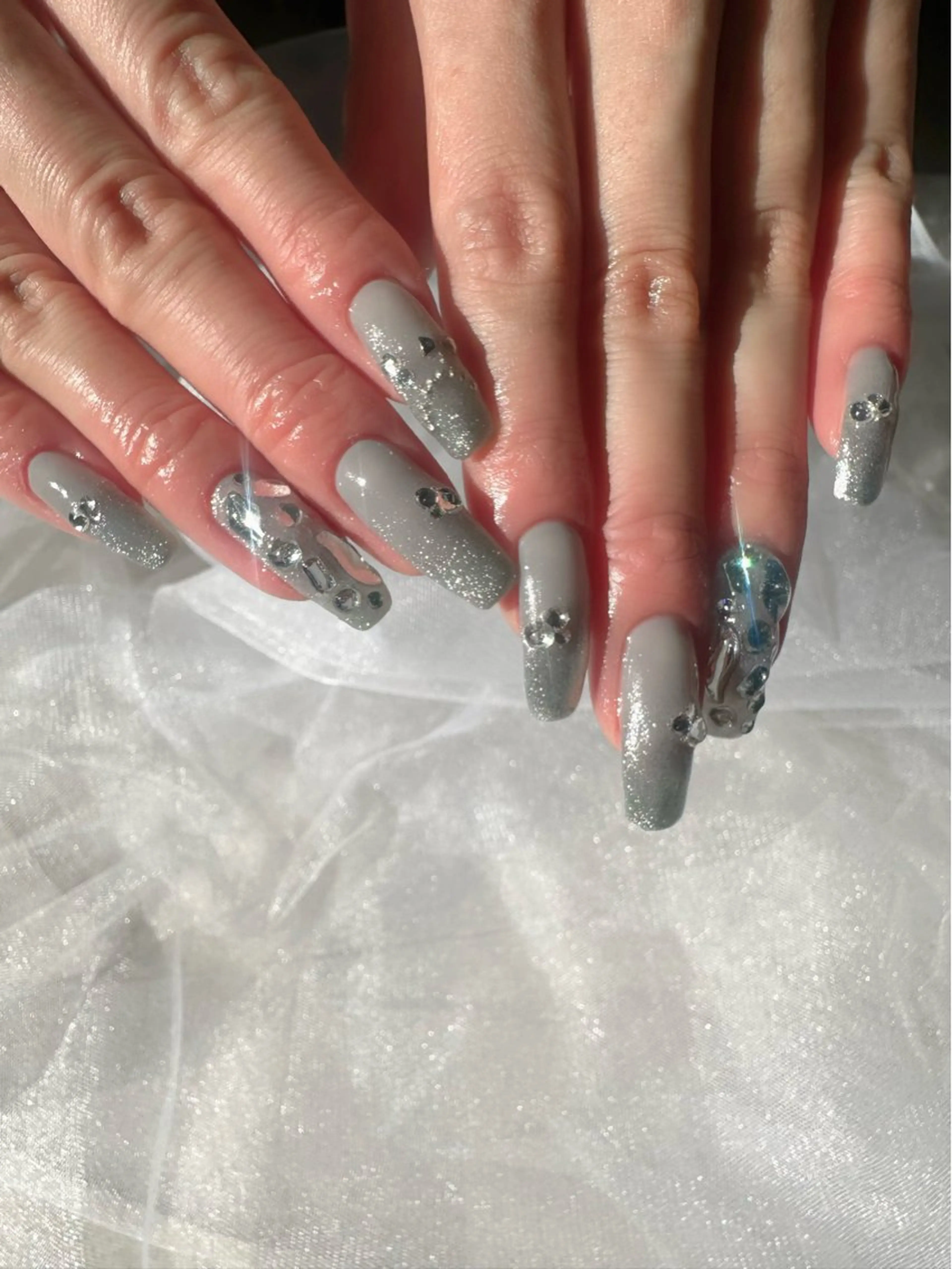 ネイル ブルー 氷ネイル・うるうるネイル キラキラネイル 韓国ネイル ロングネイル 🪞KAPE NAIL 🪞のネイルデザイン