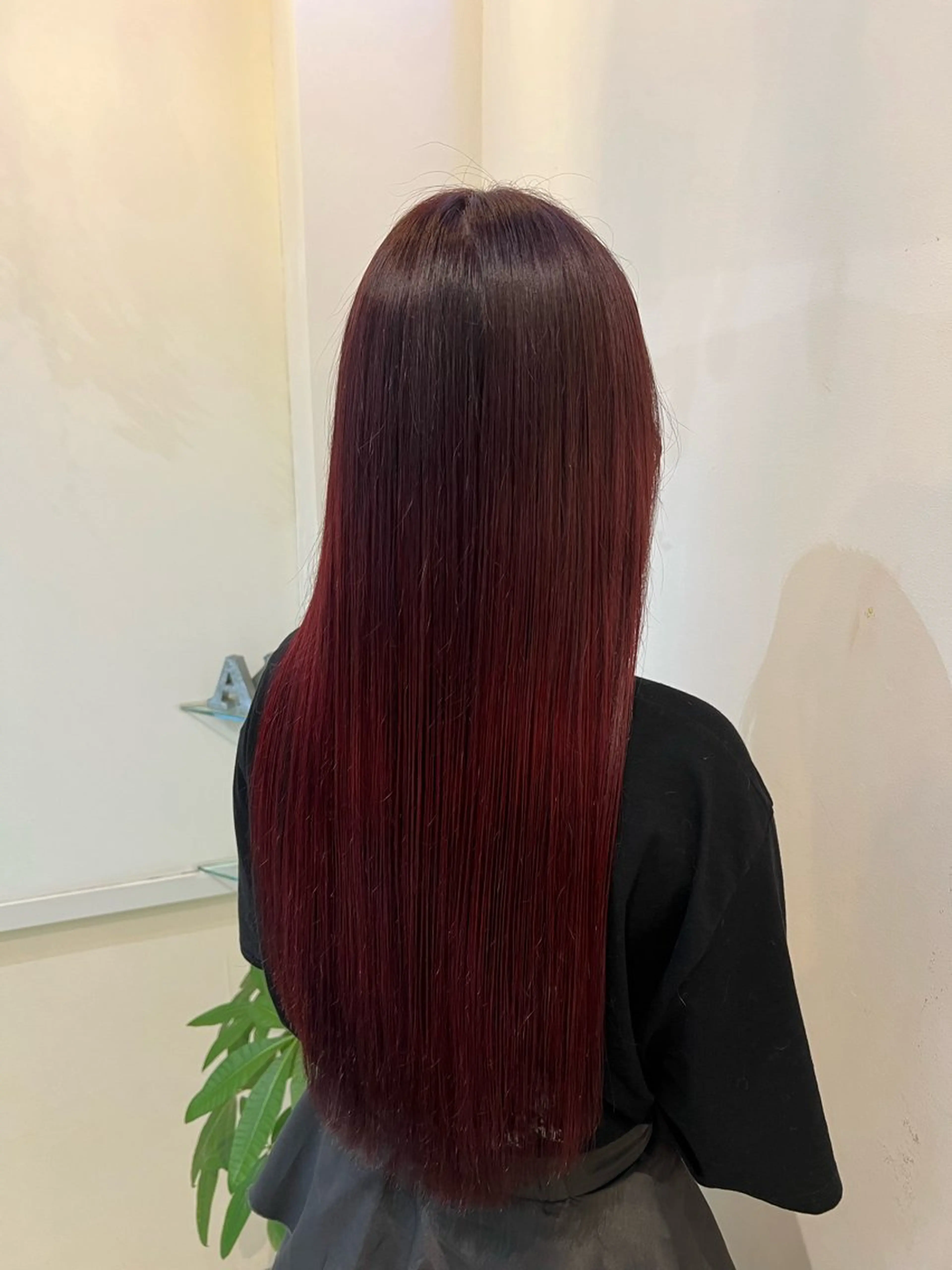 ロング カラー ボルドーカラー ヘアカラー ブリーチしない暖色 カラー🥀杉 優菜のヘアスタイル