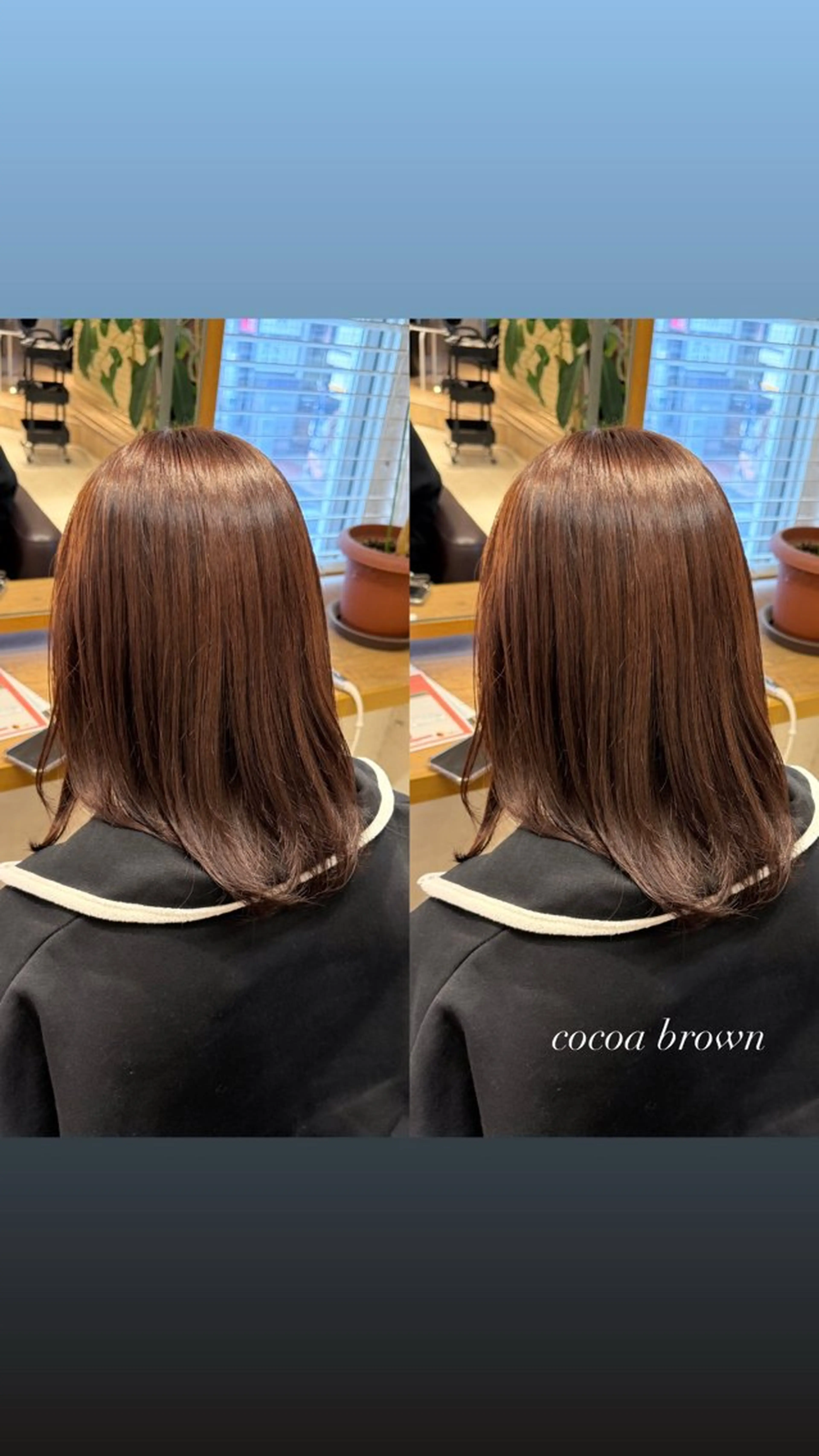 ミディアム カラー ブラウンカラー ココアブラウン ヘアカラー トリートメント 艶カラー/ ストレート/くるみのヘアスタイル