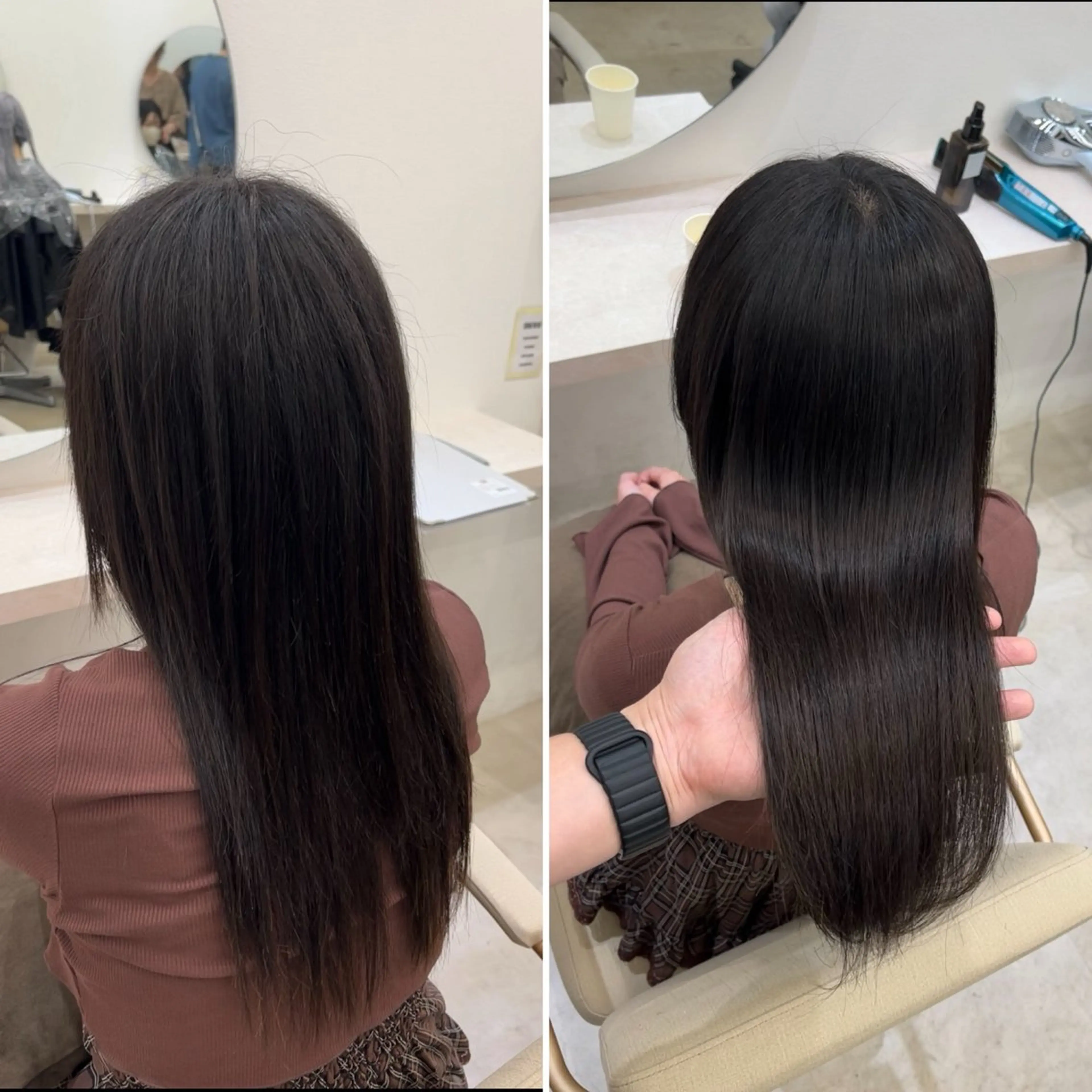 セミロング カット ヘアカラー トリートメント 【髪質改善】縮毛矯正 /core梅田/西尾のヘアスタイル