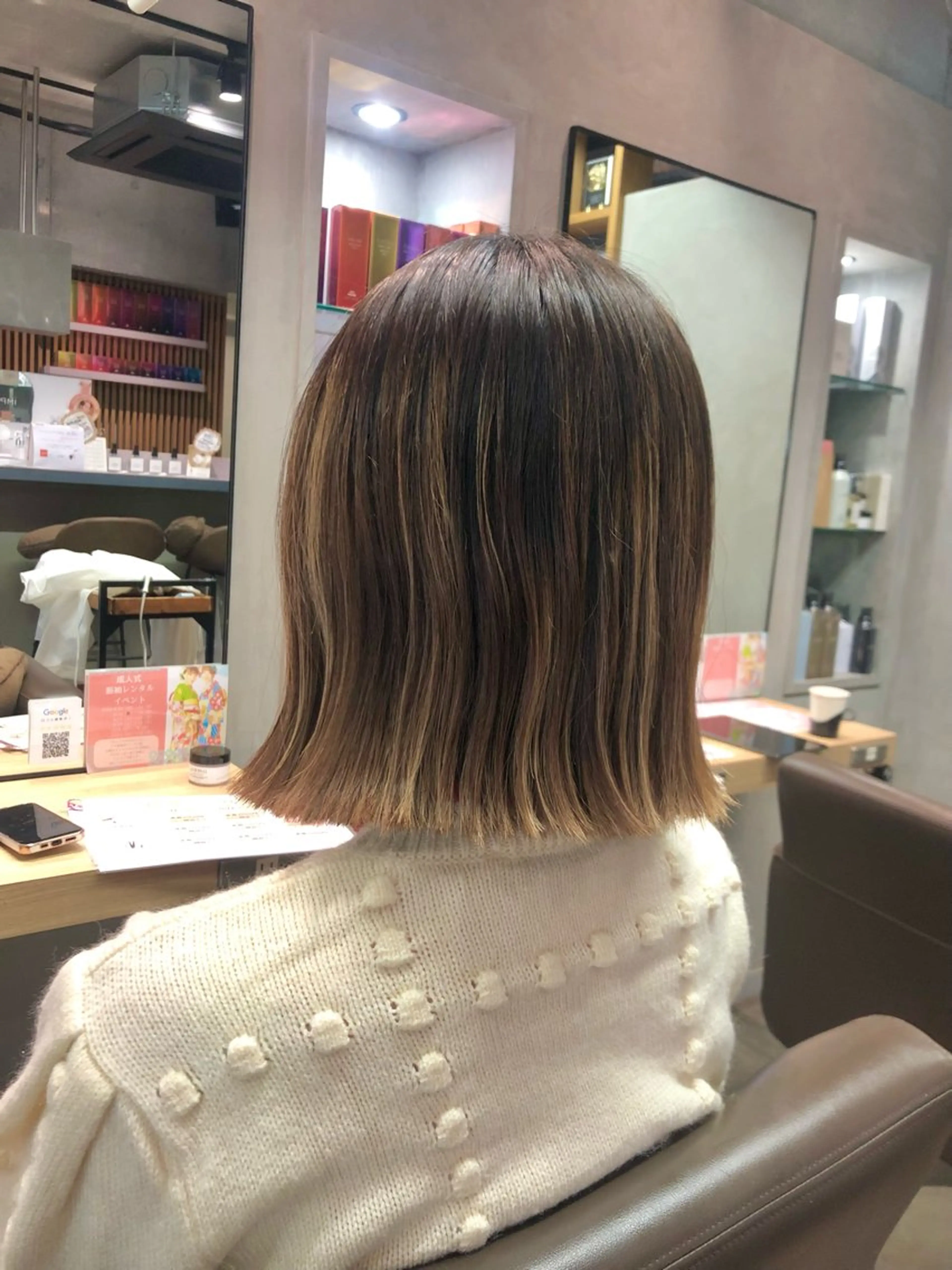 ミディアム ボブ 🎀縮毛矯正.暗髪 .艶髪🩶ちひろのヘアスタイル