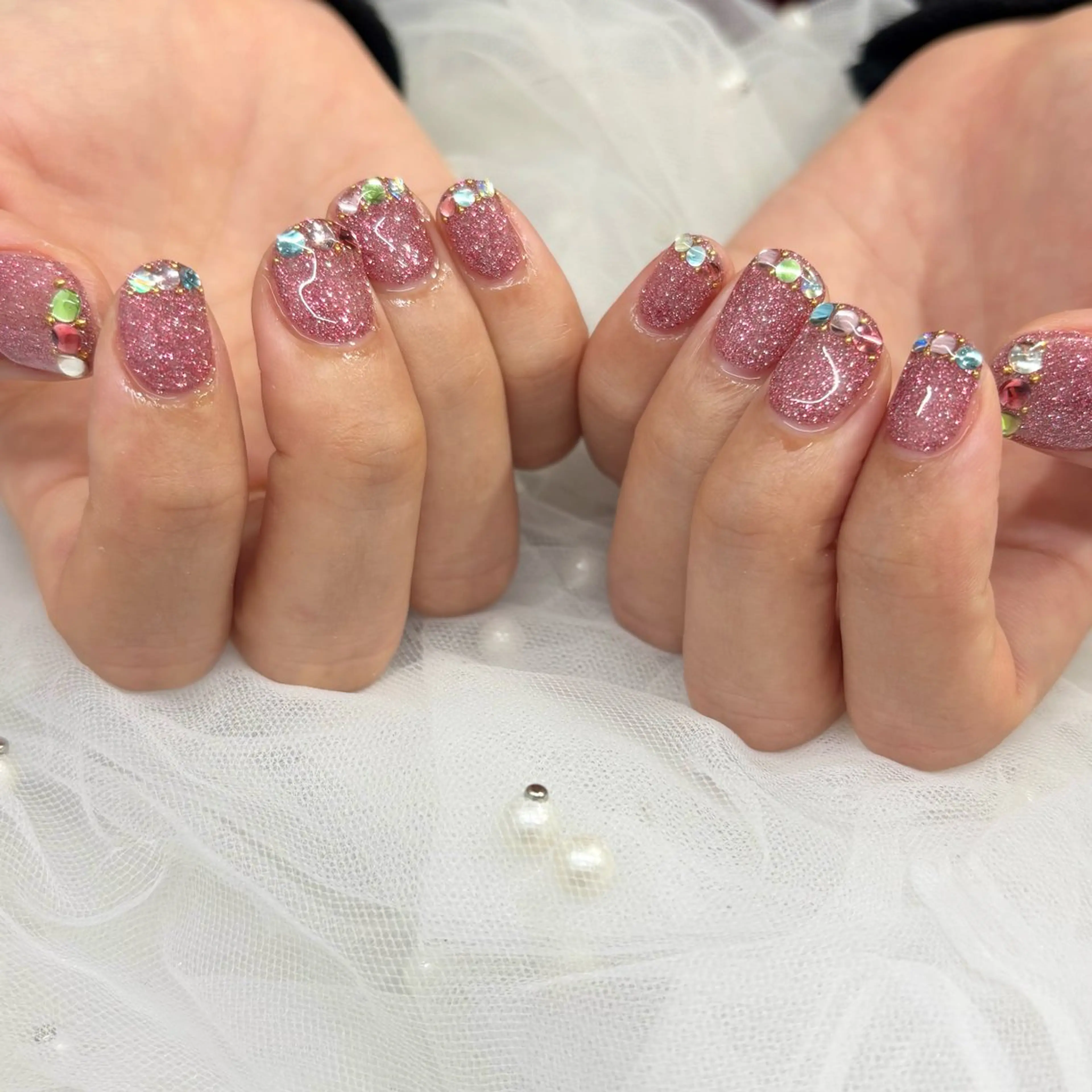 ネイル フラッシュネイル ピンク ハンドネイル 荒巻 めいのネイルデザイン