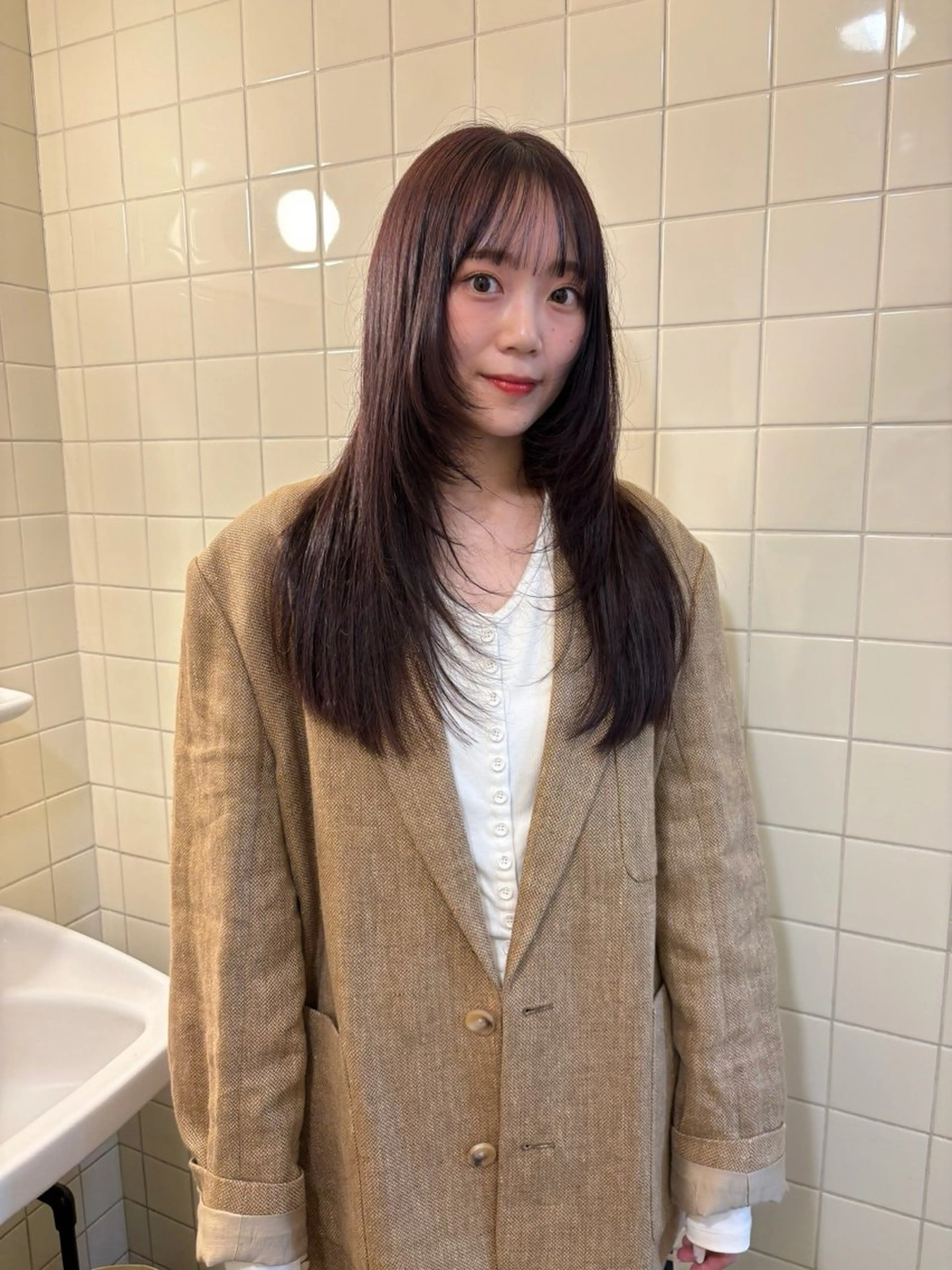 ロング カラー カット ヘアカラー トリートメント 韓国ボブ＆顔まわり レイヤー♡TOMOEのヘアスタイル