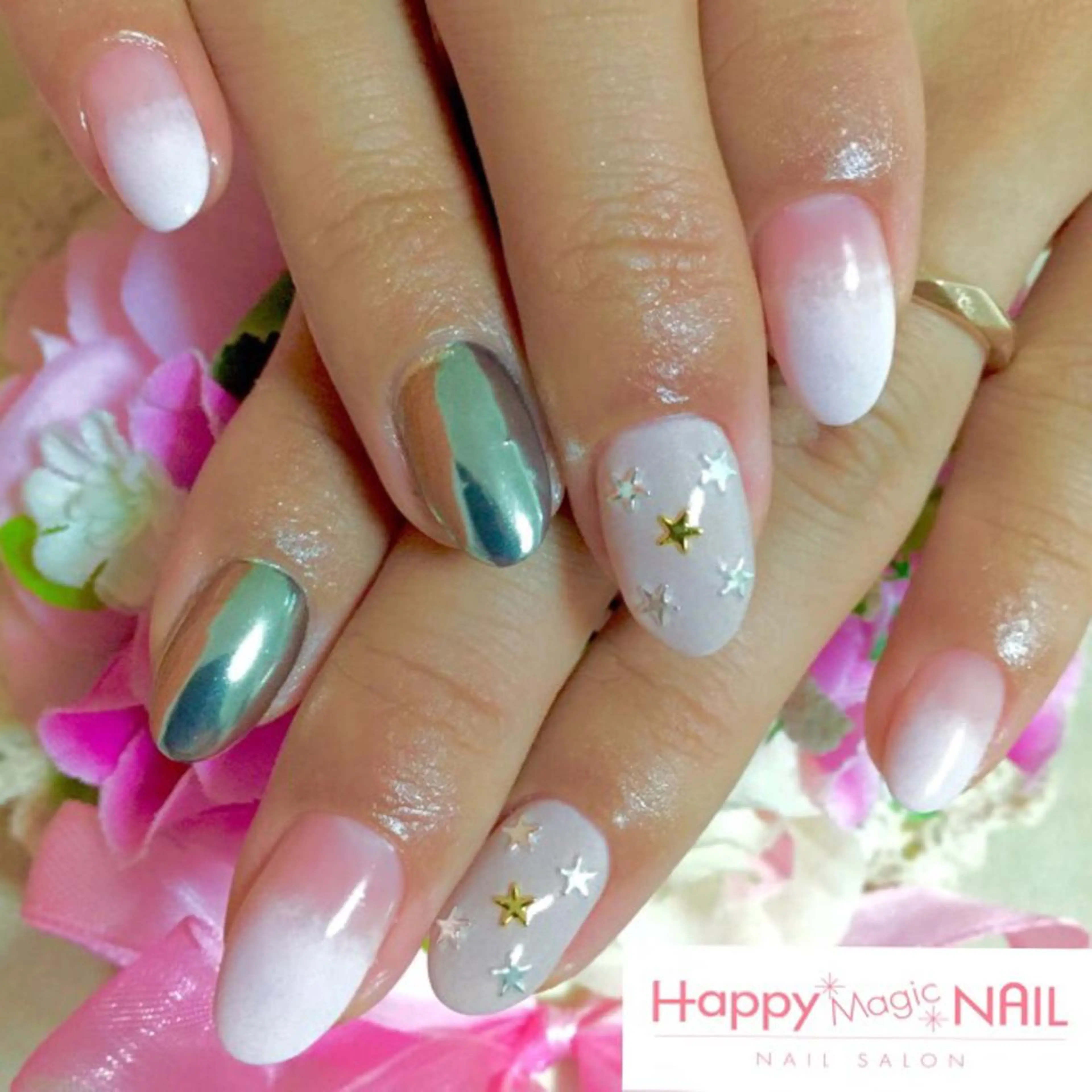 ネイル ジェルネイル ミラーネイル HappyMagic NAILのネイルデザイン