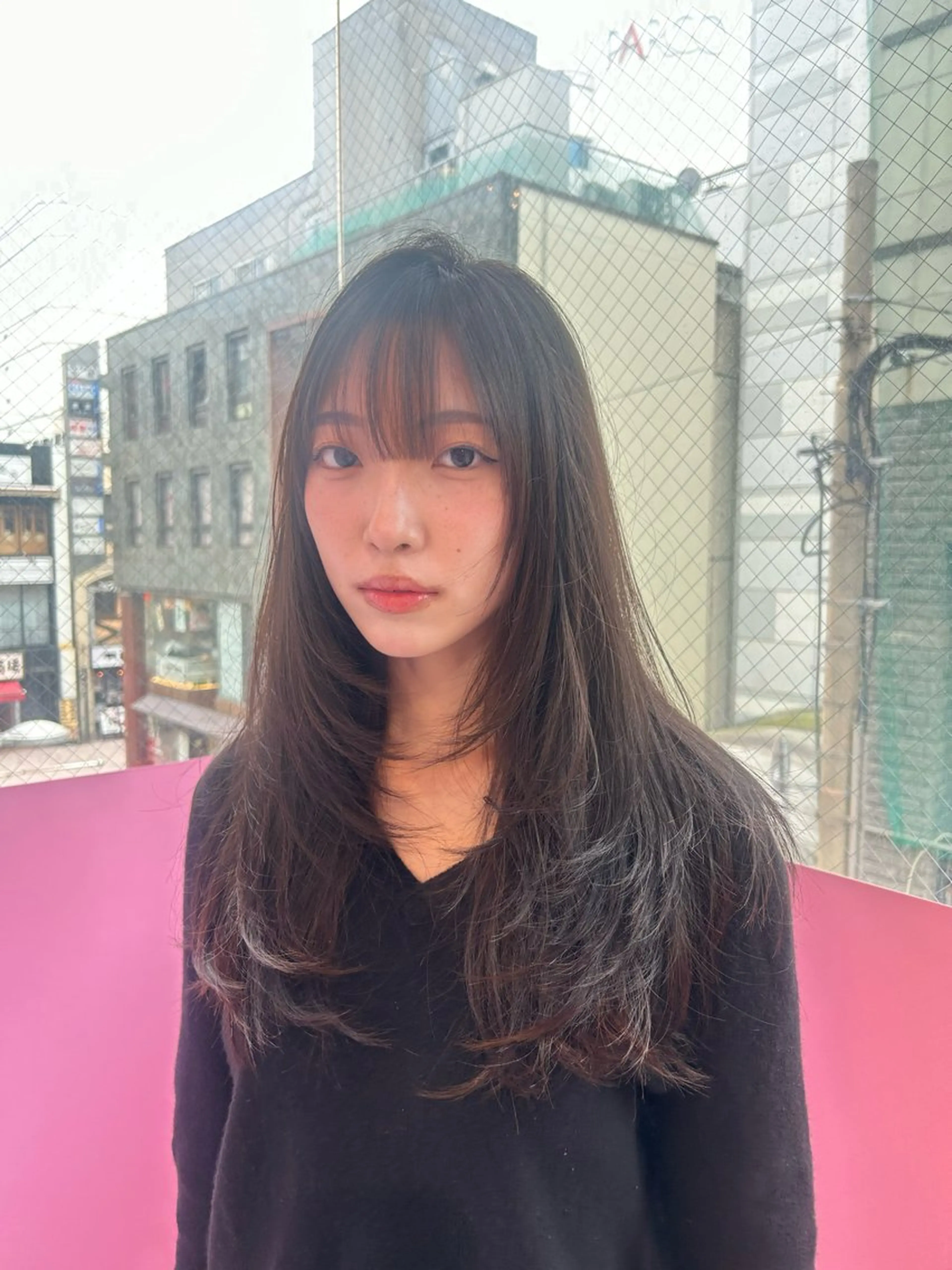 セミロング 韓国風ヘア レイヤーカット トリートメント 植田 彩加のヘアスタイル
