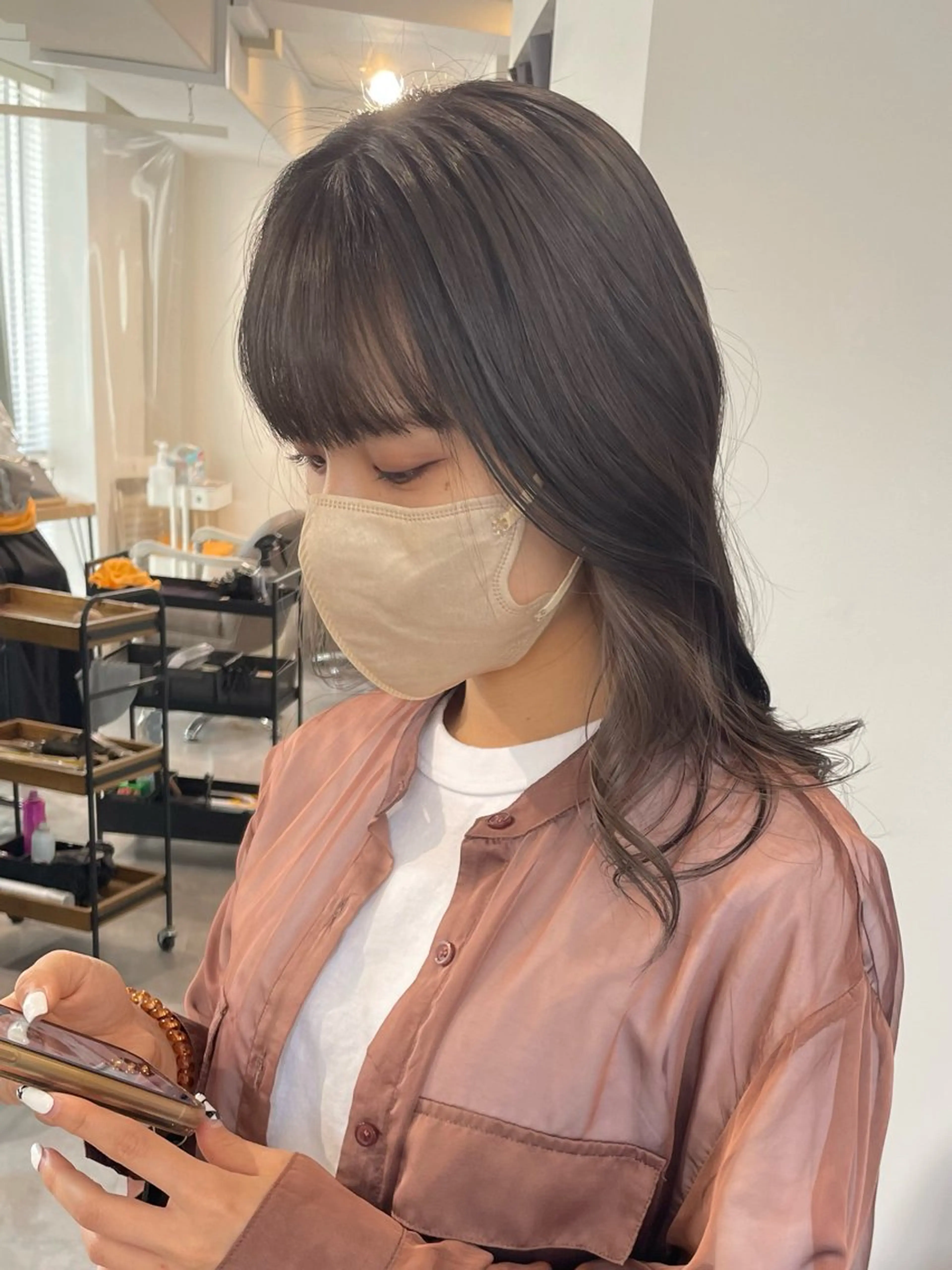 ミディアム カラー 💚色落ちまで可愛い 髪質改善カラーゆうまのヘアスタイル