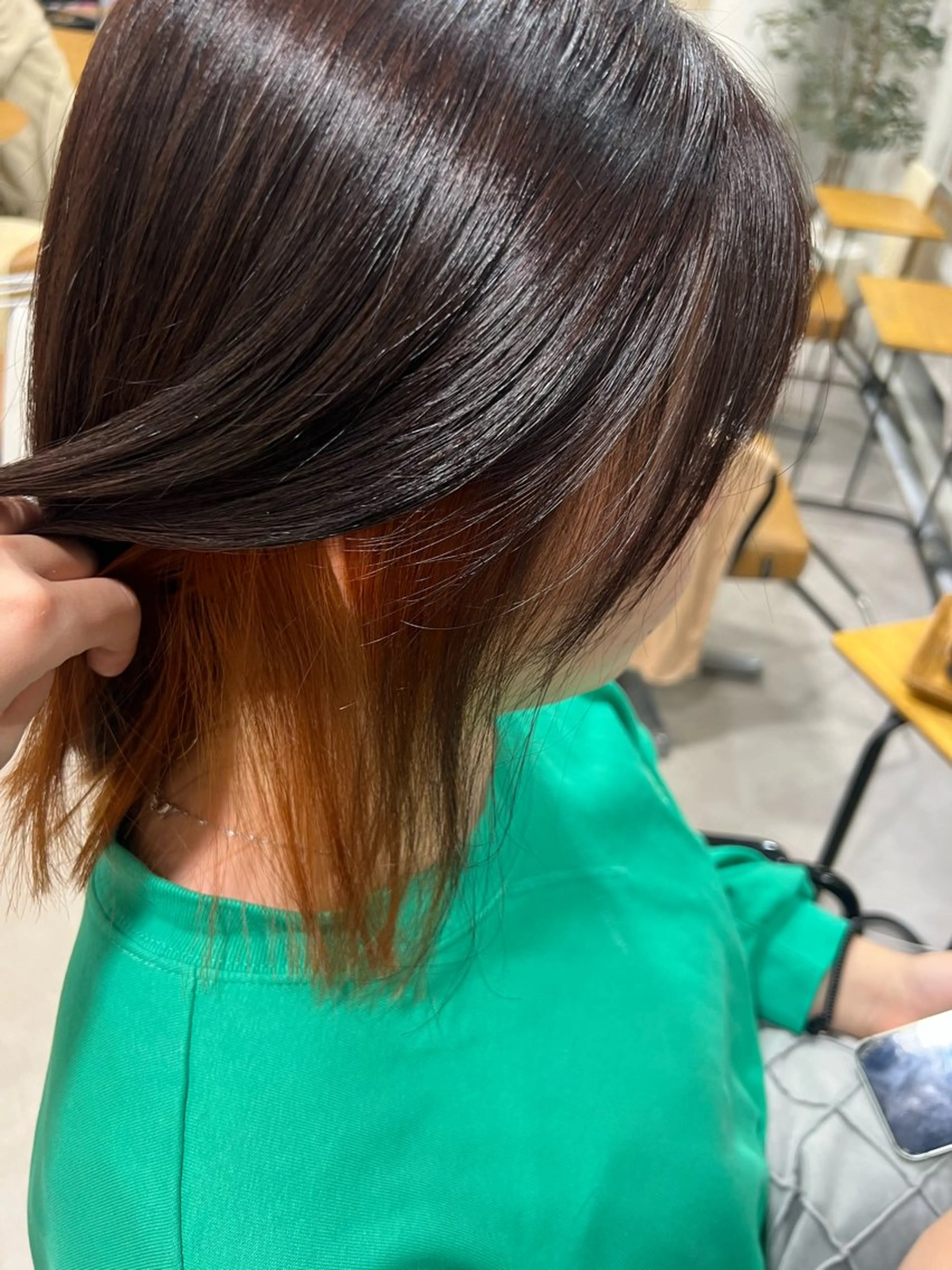 カラー インナーカラー オレンジ ハラダユウカ NOA三宮店のヘアスタイル