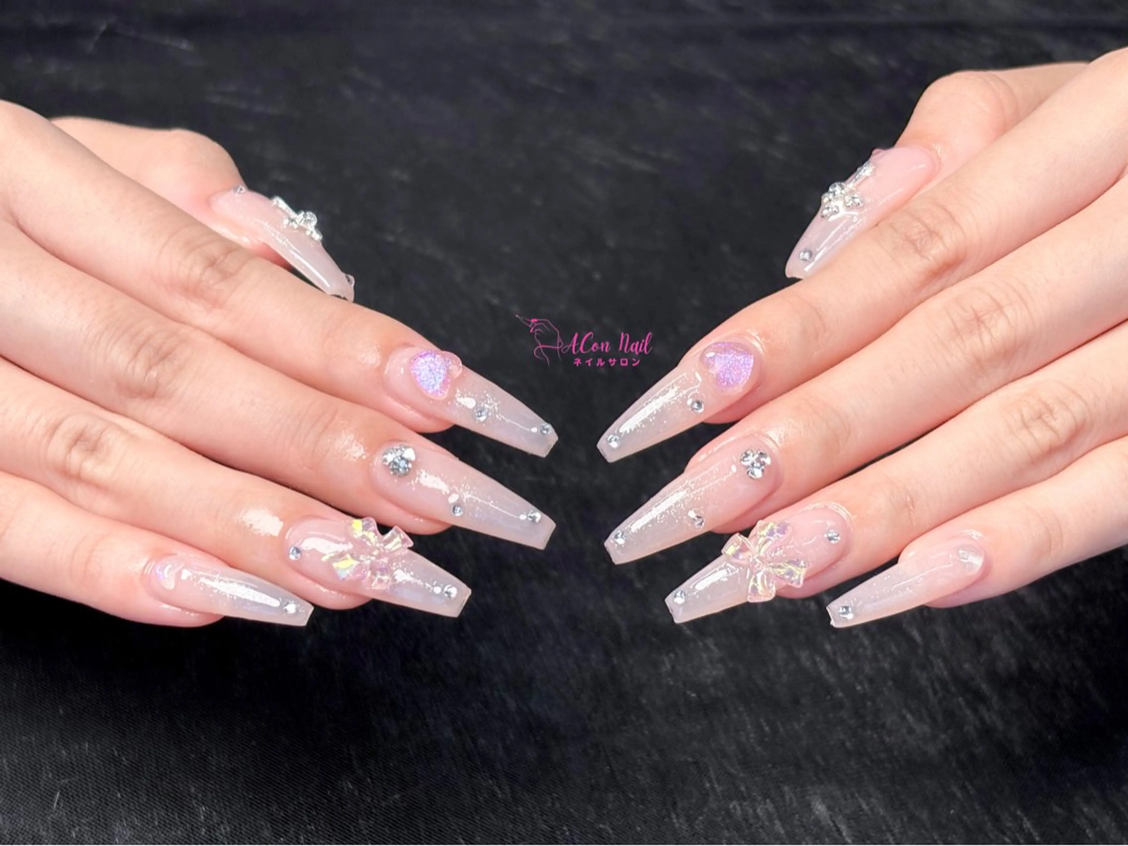 ネイル 桜ネイル 長さ出し フラワーネイル フレンチネイル ジェルネイル ハンドネイル AConNailSalon所属・ACon NailSalonのネイルデザイン