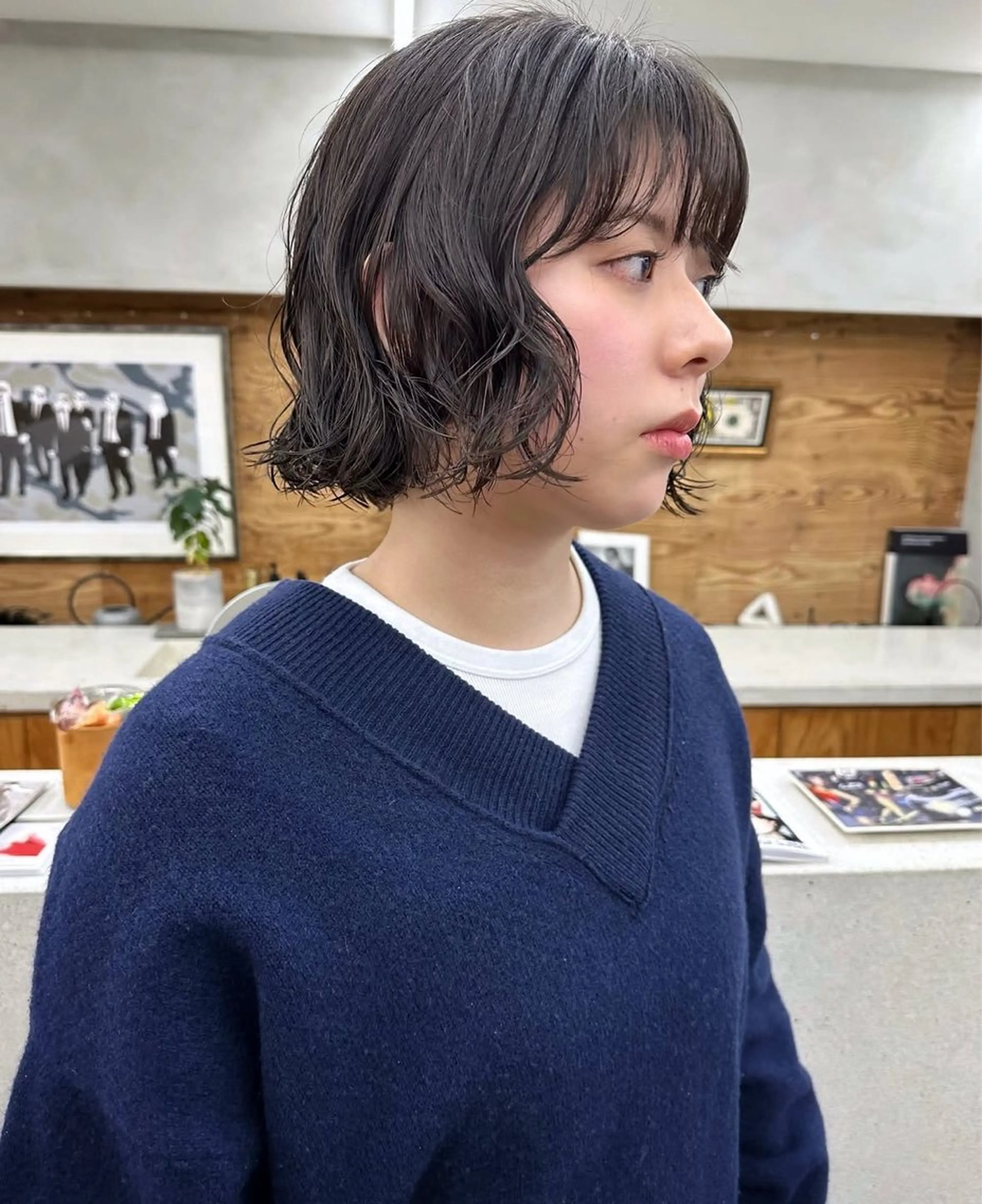 ショート パーマ ボブ くせ毛 ニュアンスパーマ カット パーマ トリートメント 榛地 渉馬のヘアスタイル