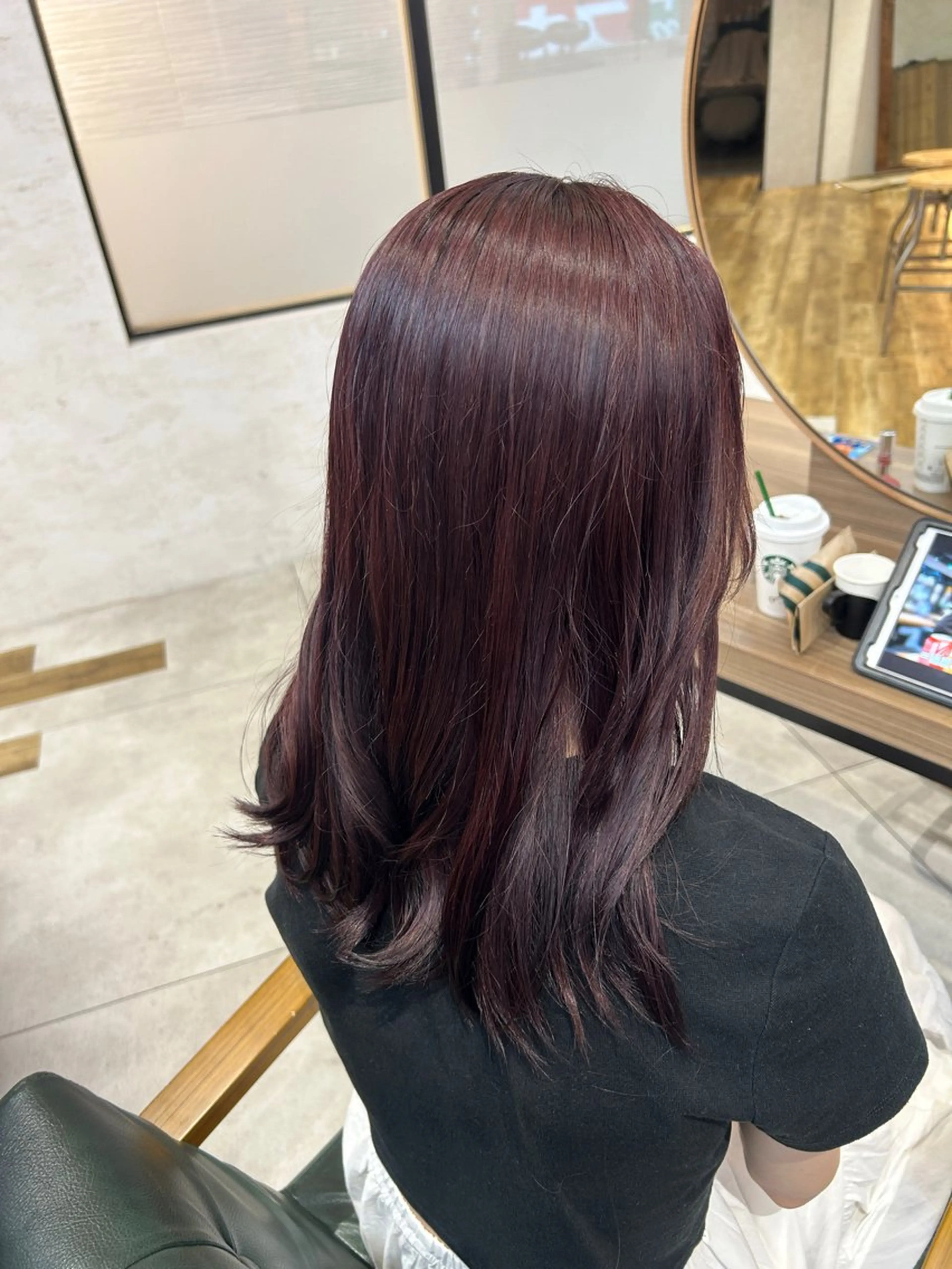 ミディアム カラー レッドカラー ヘアカラー 🐈‍⬛PARK🐾 ririka🐾のヘアスタイル