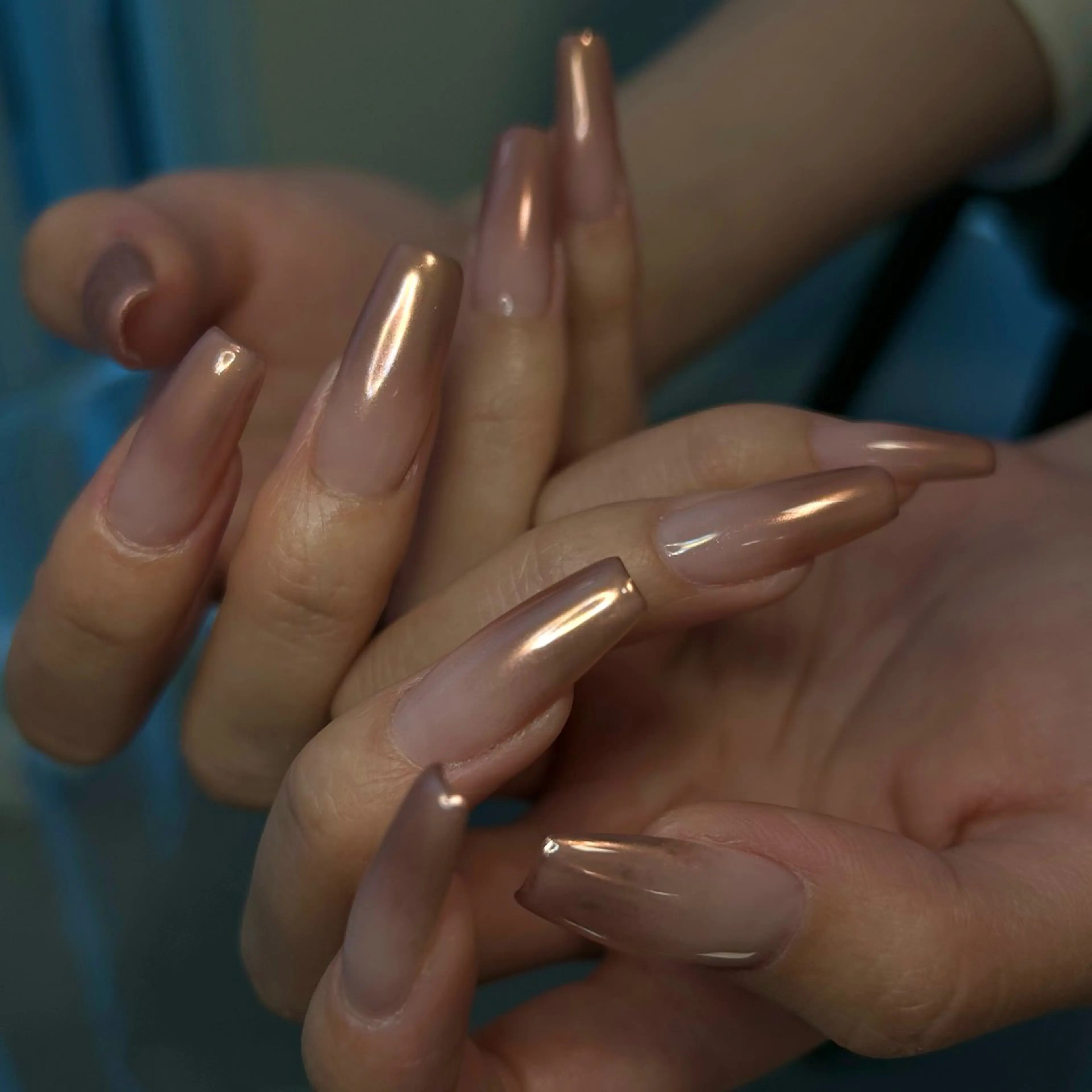 ネイル 長さ出し グラデーション ミラーネイル スカルプネイル ハンドネイル Angie Nail Eyelash所属・YUNE Angieのネイルデザイン