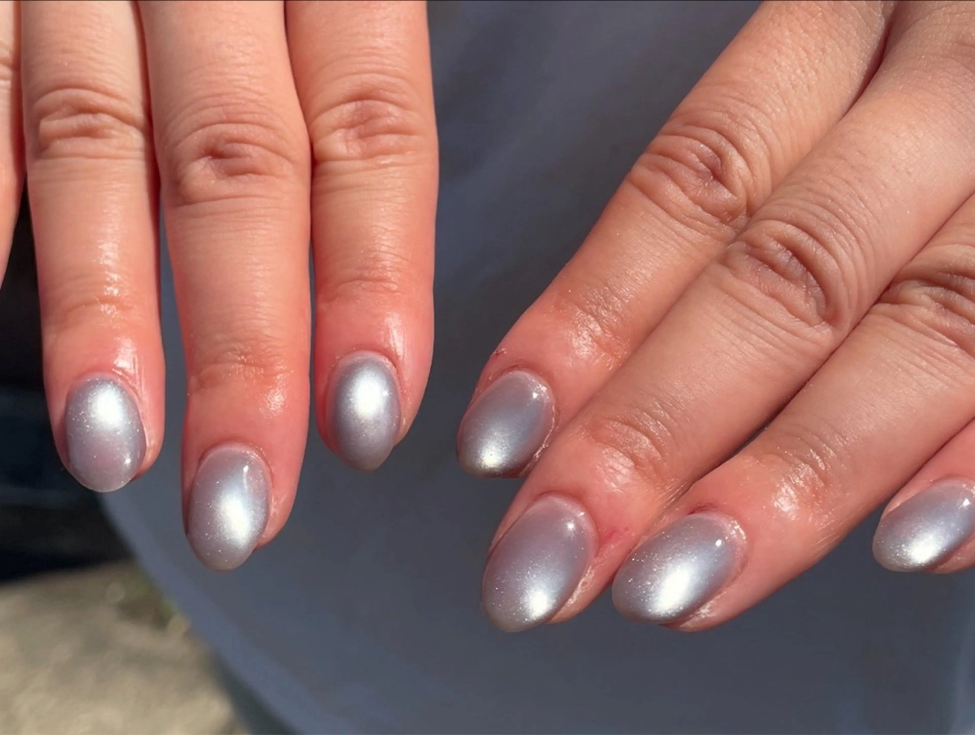 ネイル マグネットネイル パープル シルバー シンプルネイル ハンドネイル ハンドケア 🎀NAIL🎀 AI🪄︎︎◝✩のネイルデザイン