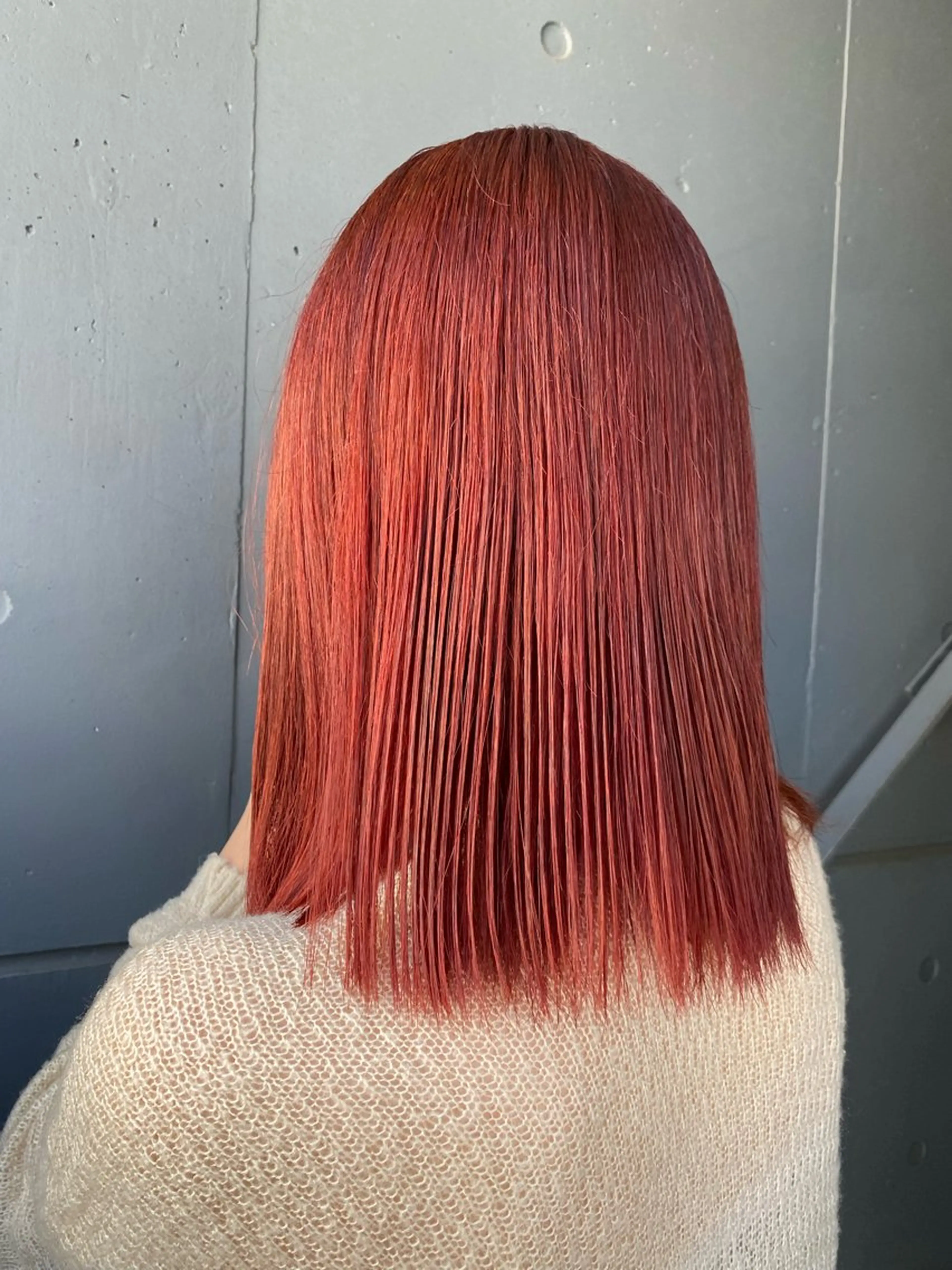 ミディアム カラー ブリーチ レッドカラー カット ヘアカラー トリートメント hina💟 透明感カラーのヘアスタイル