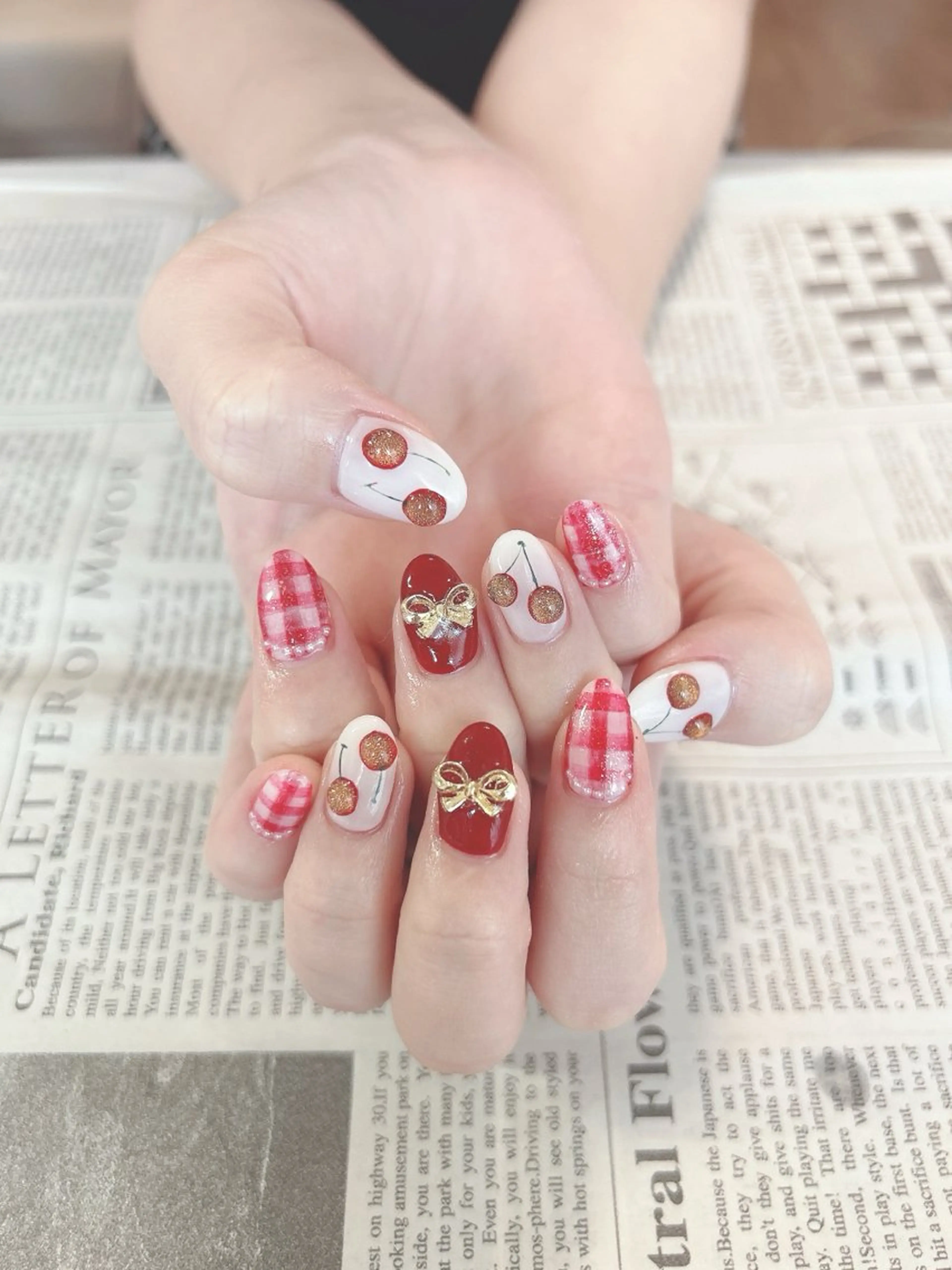 ネイル リボン ハンドネイル ハンドケア 森山 舞のネイルデザイン