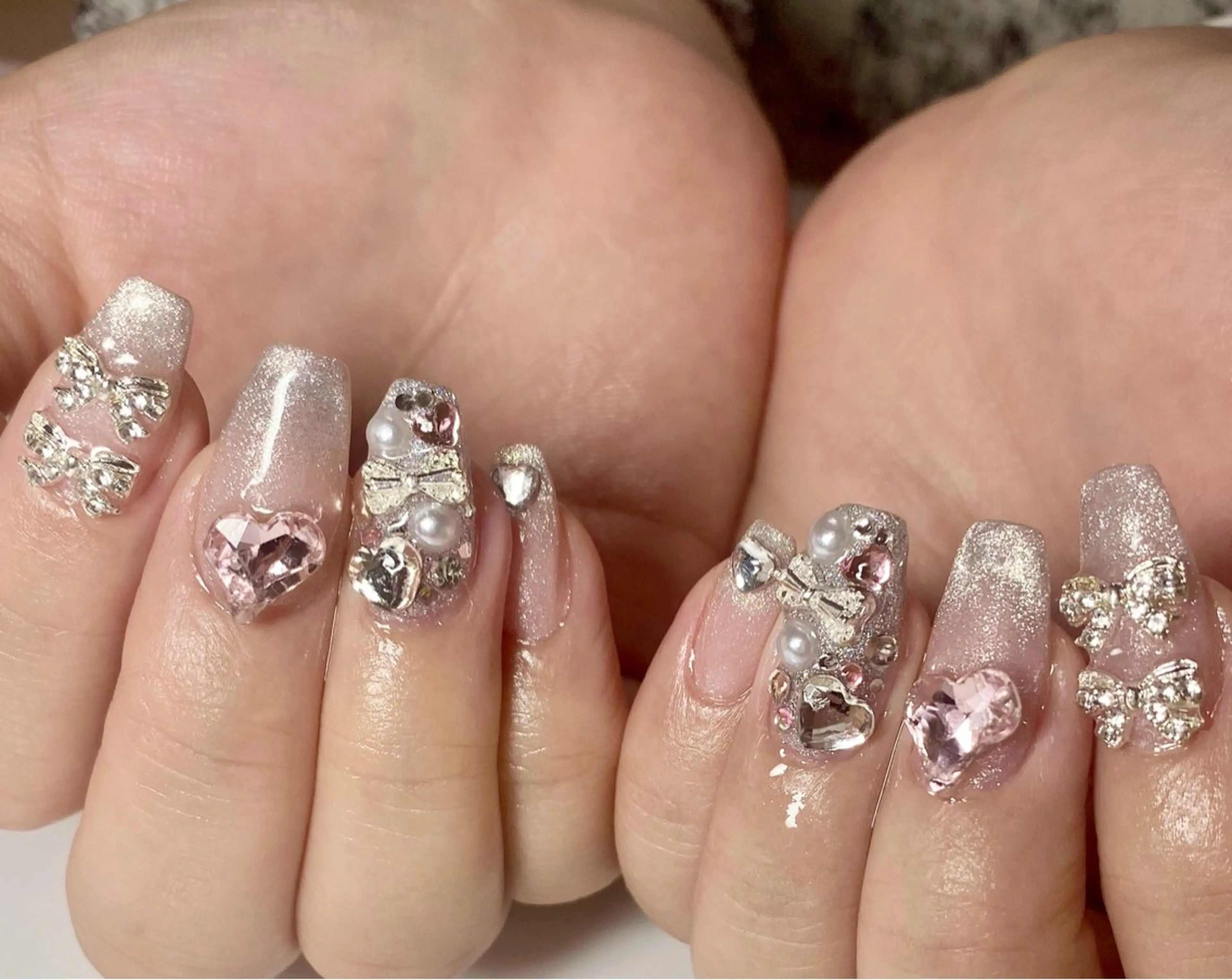 ネイル フレンチネイル マグネットネイル マグネットフレンチ 持ち込み ピンク Nail Salon K 🧸美爪育成のネイルデザイン