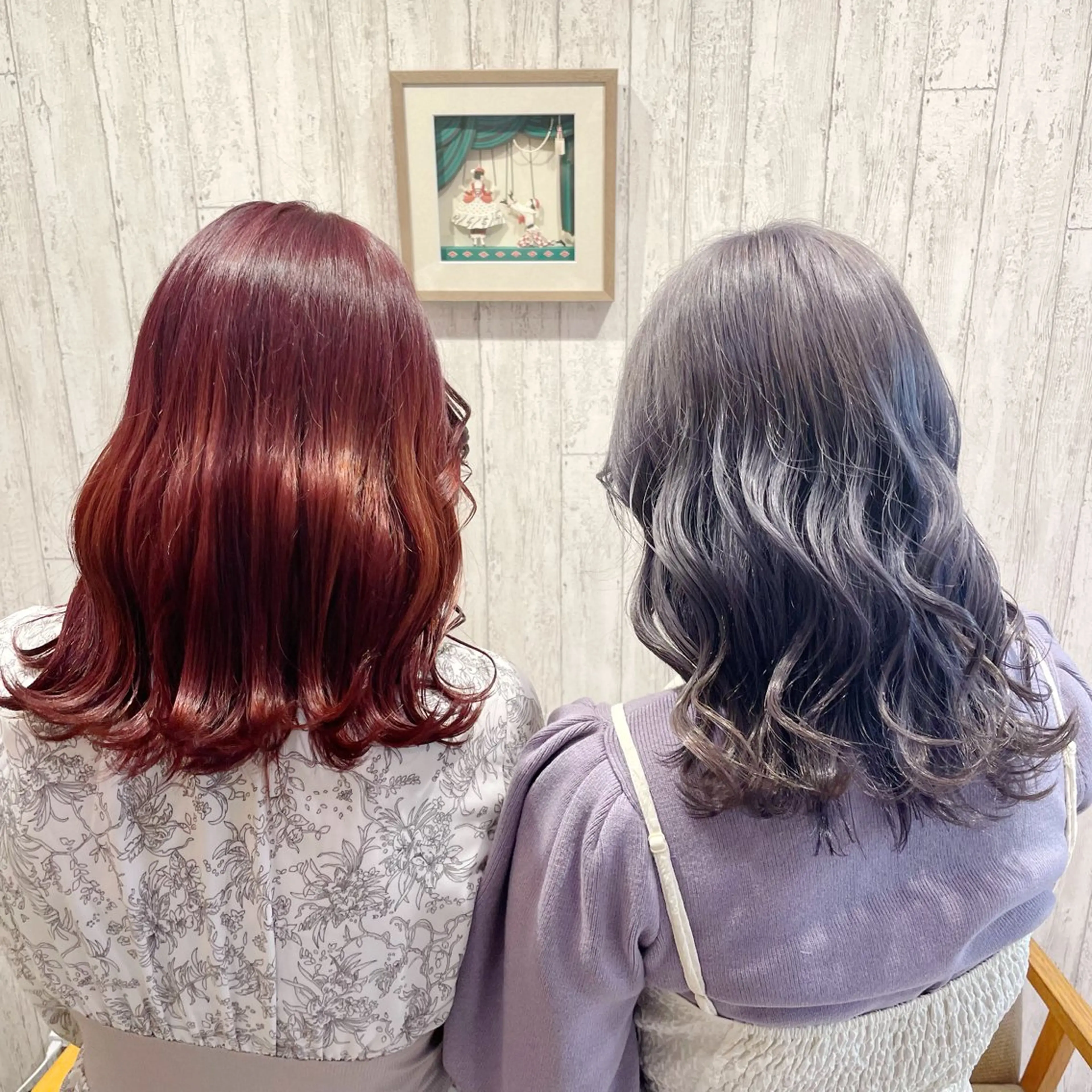 セミロング カラー ヘアアレンジ グレージュ ラベンダーカラー ラベンダーグレー オレンジ ピンクカラー 古沢 みづきのヘアスタイル