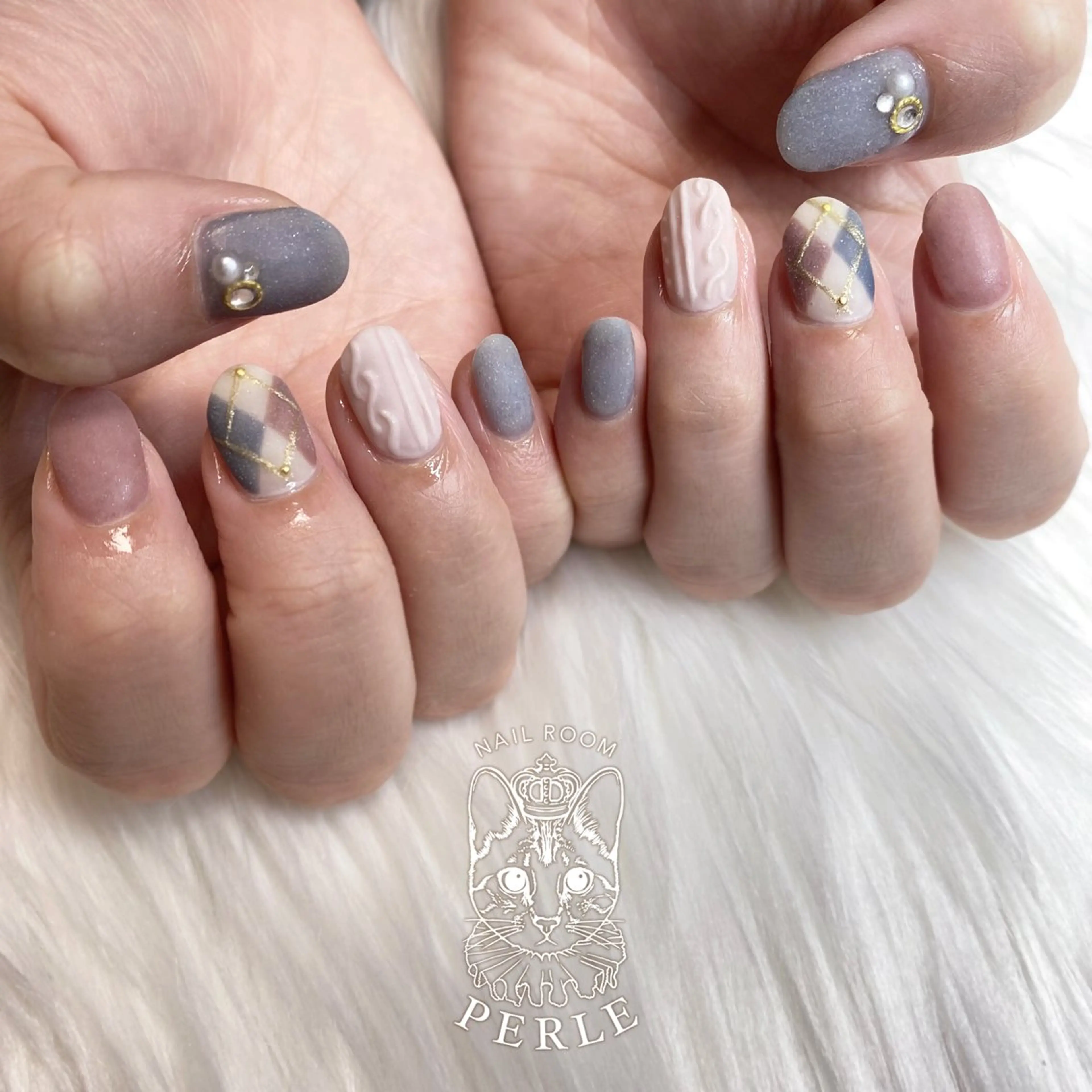 ネイル 冬ネイル ハンドネイル nail room Perleのネイルデザイン