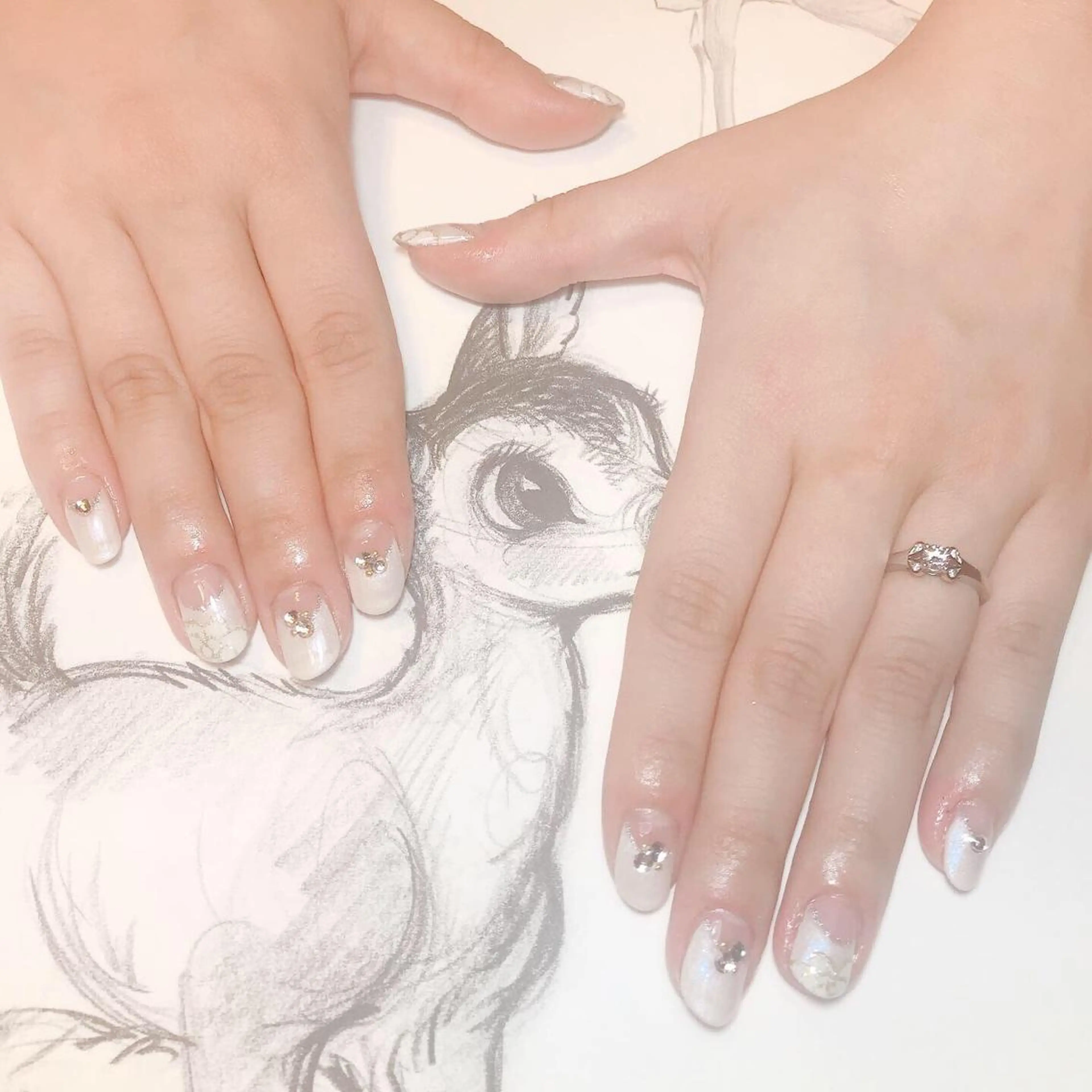 ネイル フレンチネイル 逆フレンチ ブライダルネイル owlnail /持込みデザイン専門のネイルデザイン