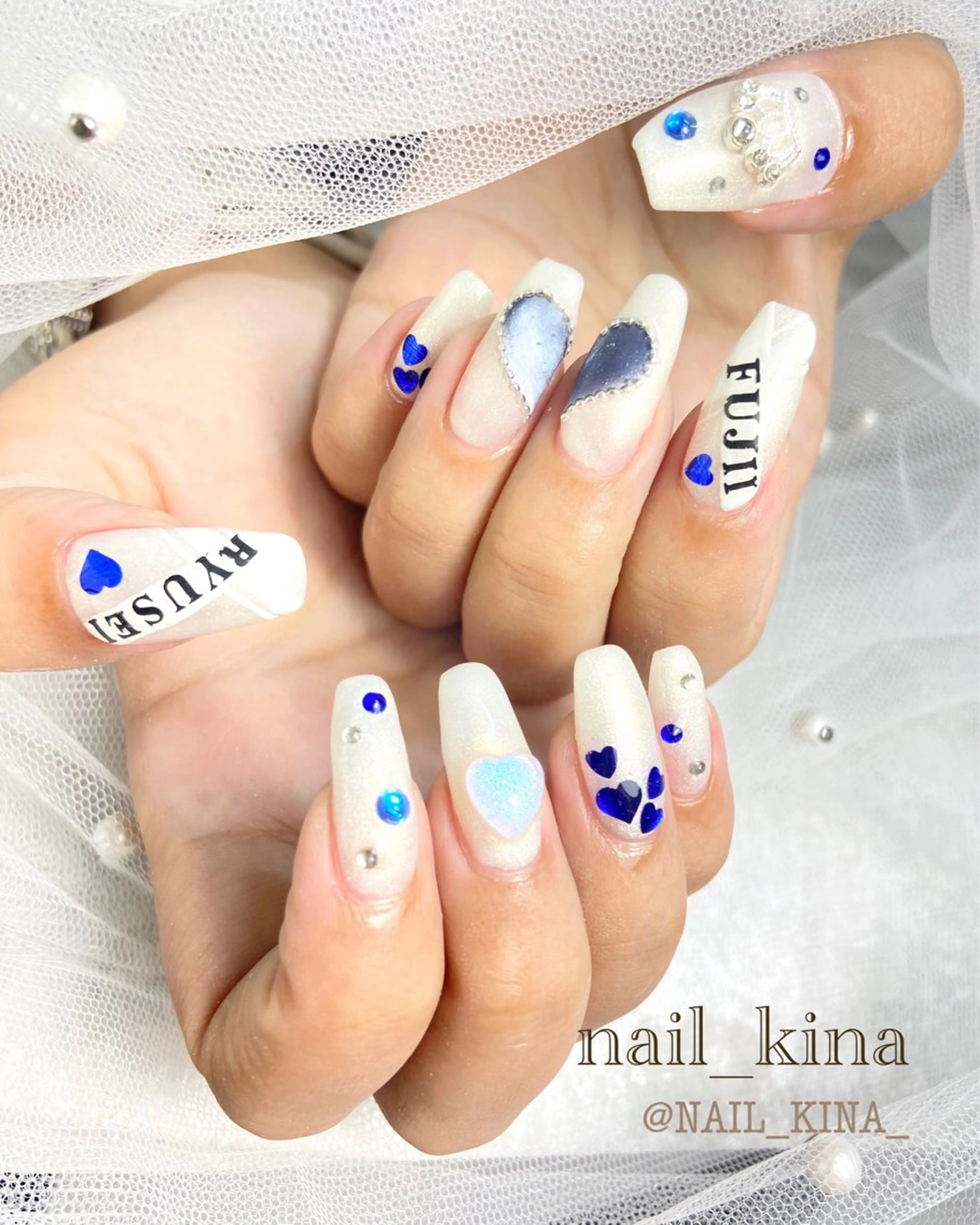ネイル ブルー ハンドネイル nail_ kinaのネイルデザイン