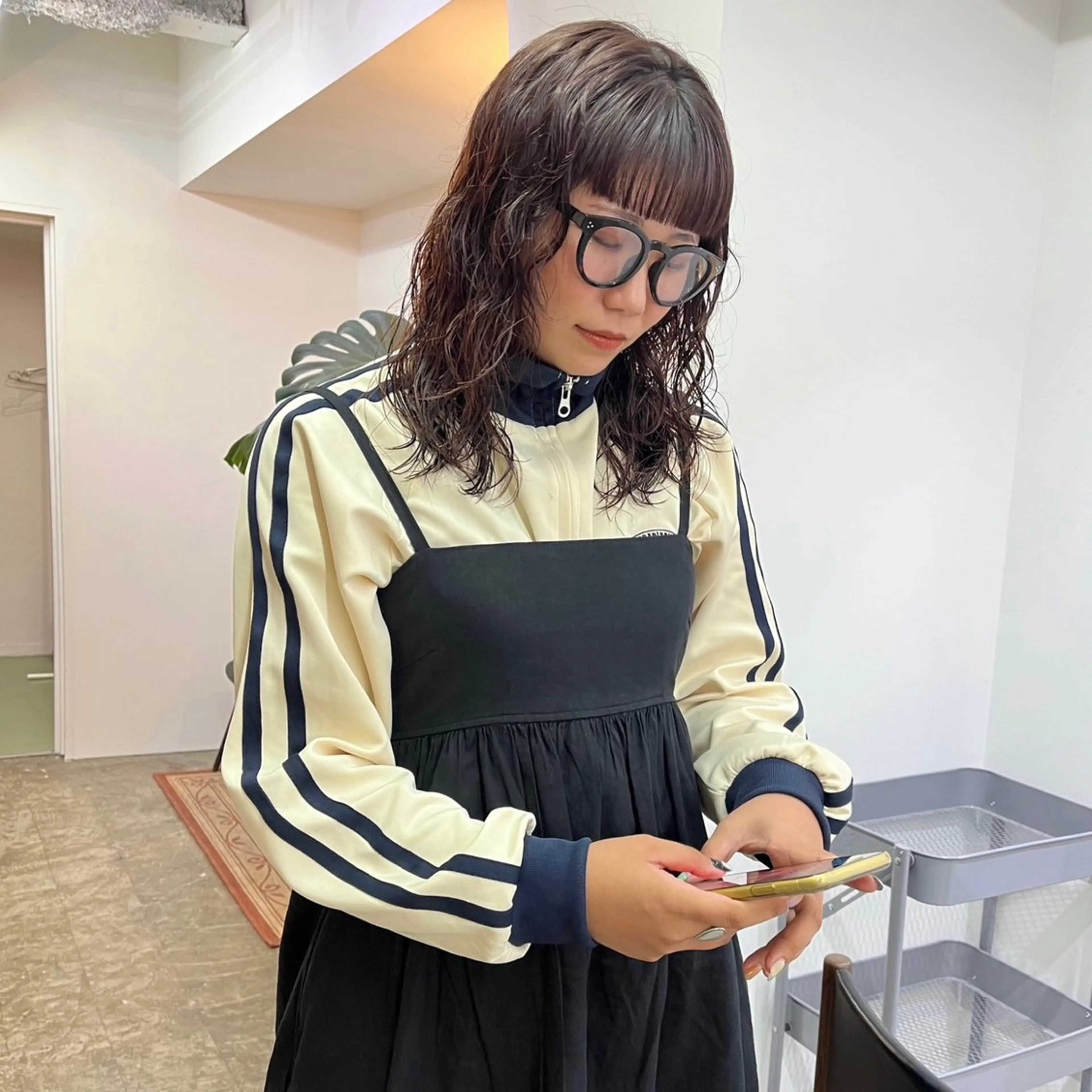 セミロング カラー パーマ カット パーマ ハイトーン/心斎橋/ honomiのヘアスタイル