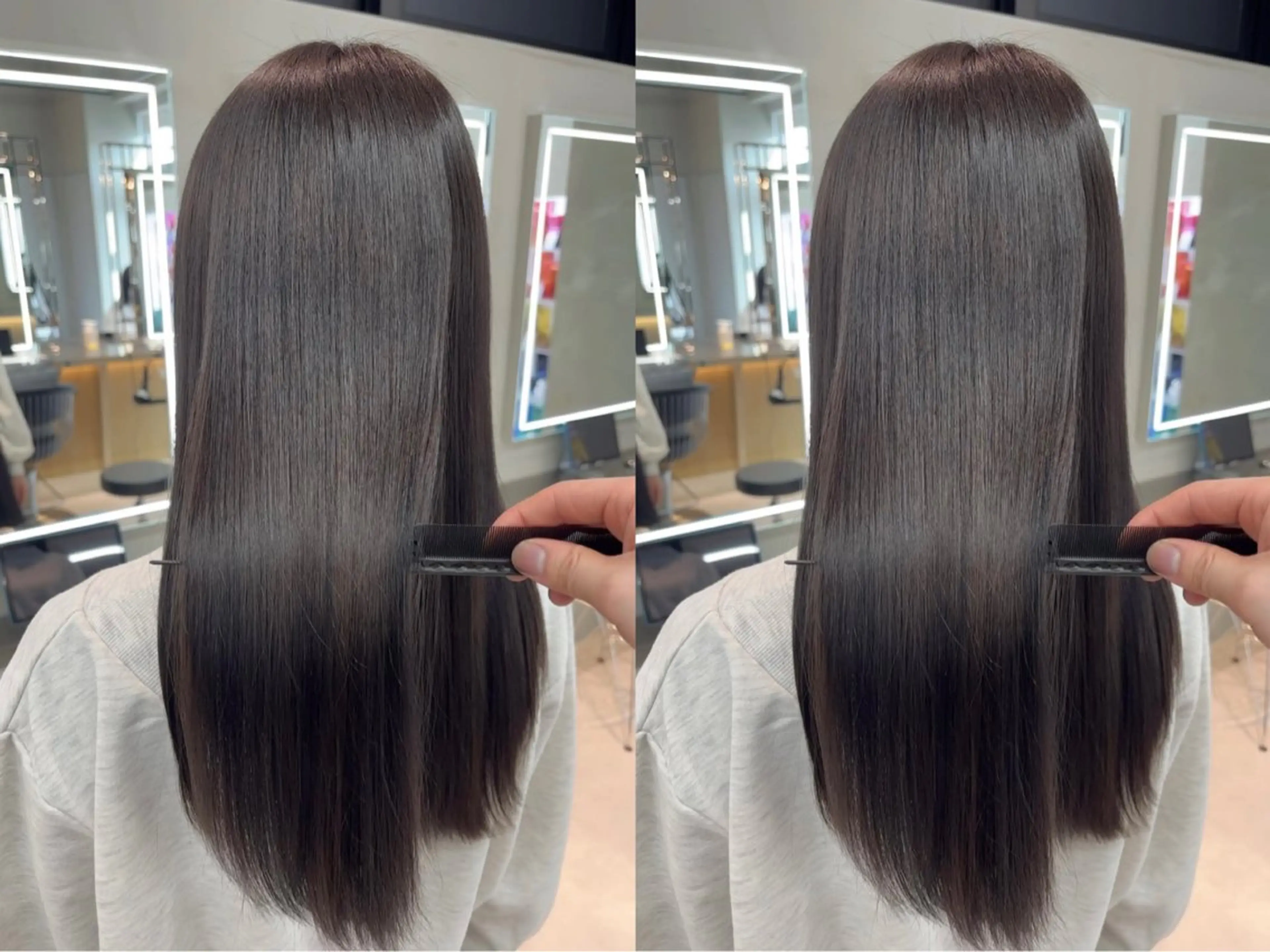 セミロング カラー グレージュ 縮毛矯正 【美髪矯正) 縮毛矯正吉村　清志のヘアスタイル