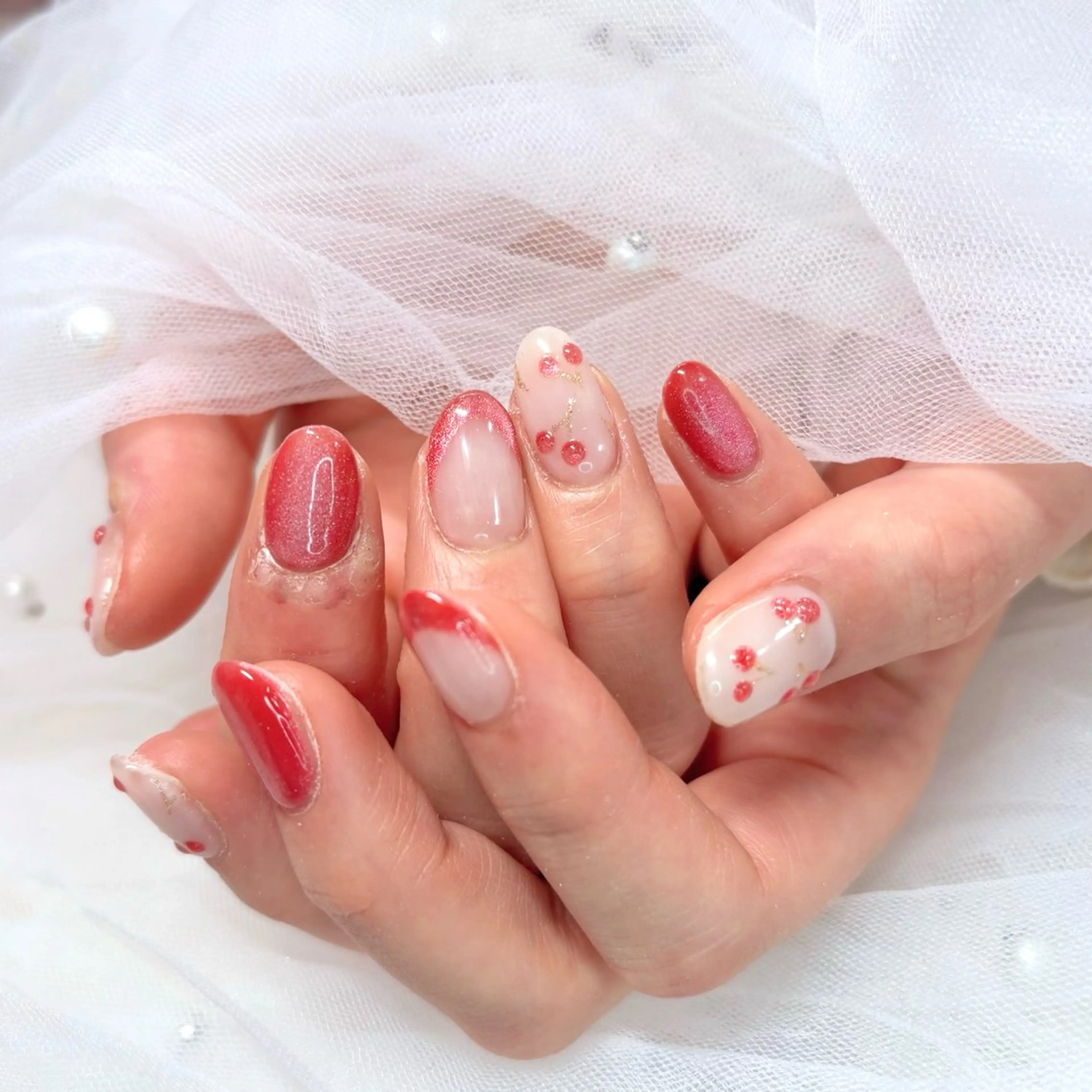 ネイル ジェルネイル キラキラネイル パラジェル 春ネイル ハンドネイル Noix nailのネイルデザイン