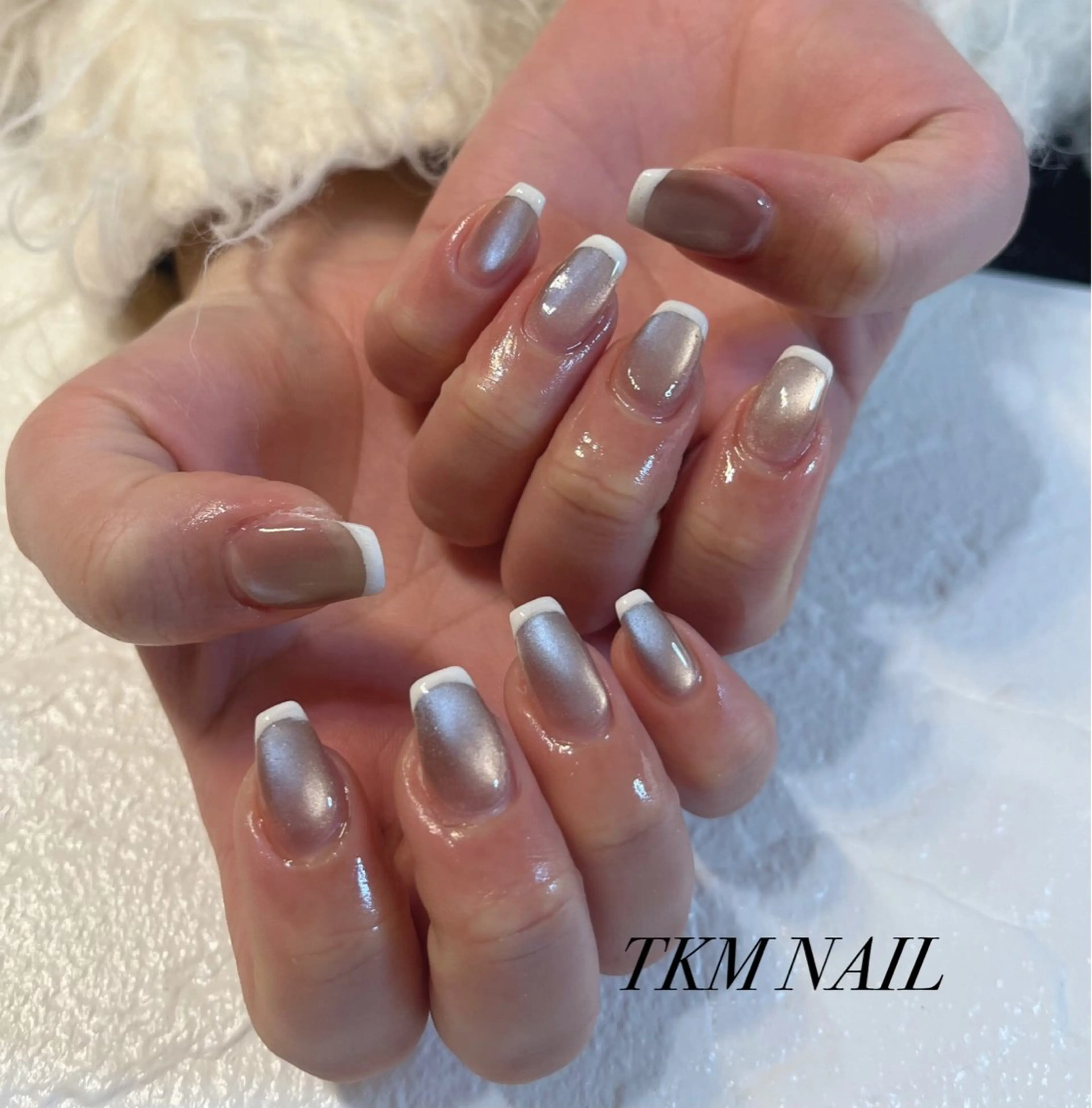 ネイル フレンチネイル マグネットネイル マグネットフレンチ シンプルネイル ______ TKM  NAILのネイルデザイン