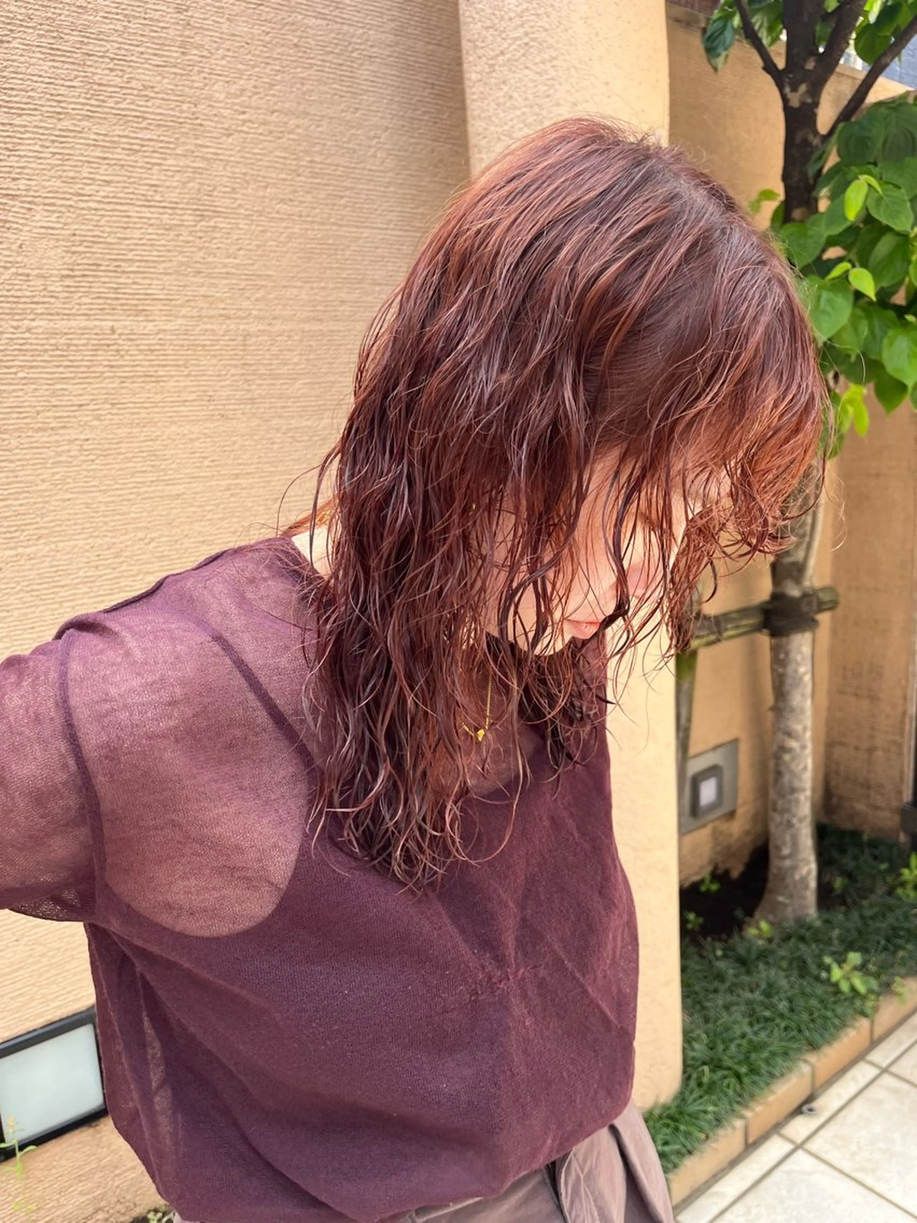 セミロング カラー パーマ 竹内 菜々子のヘアスタイル