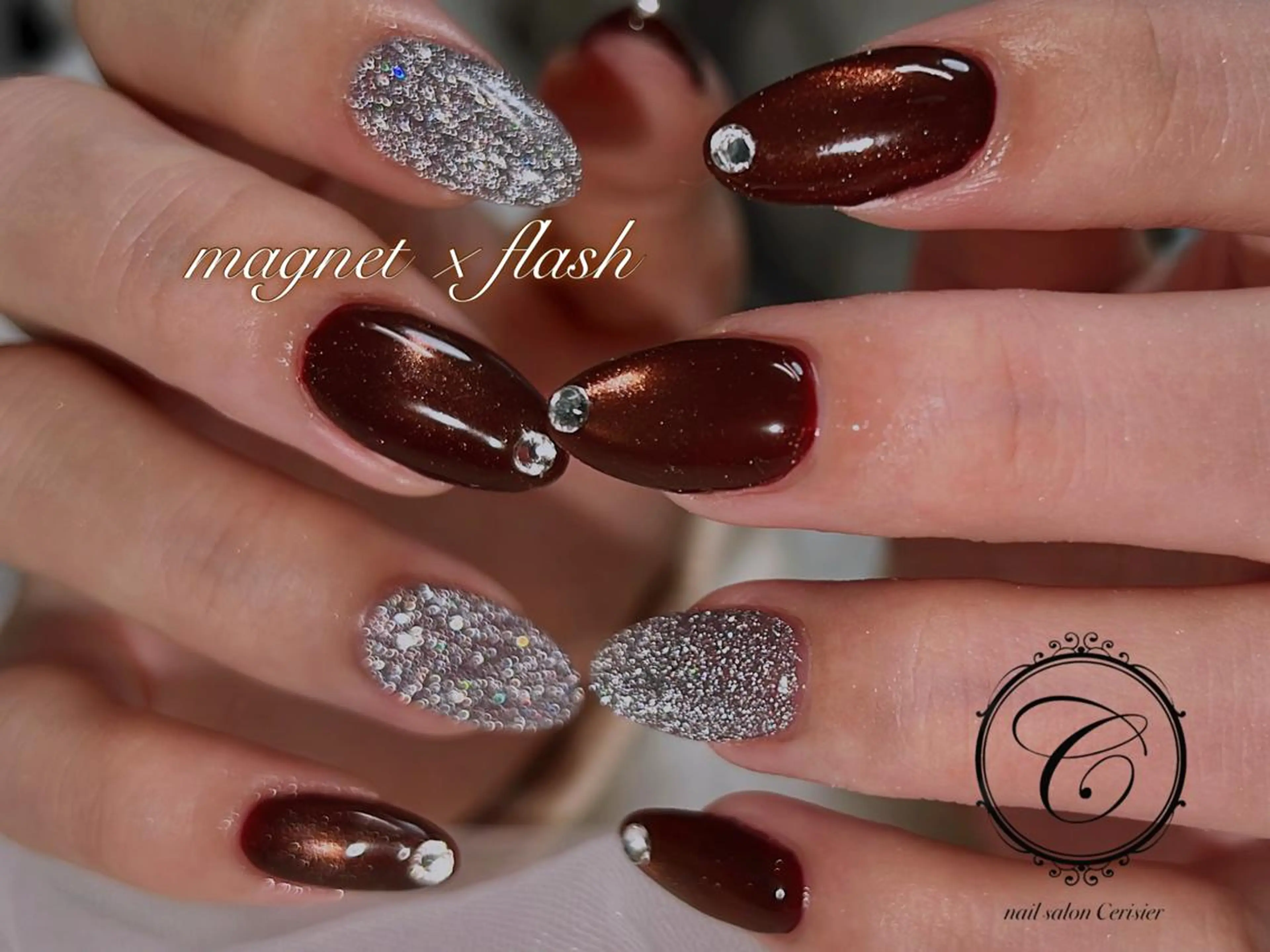 ネイル フラッシュネイル ジェルネイル マグネットネイル パラジェル cerisier セリシールのネイルデザイン