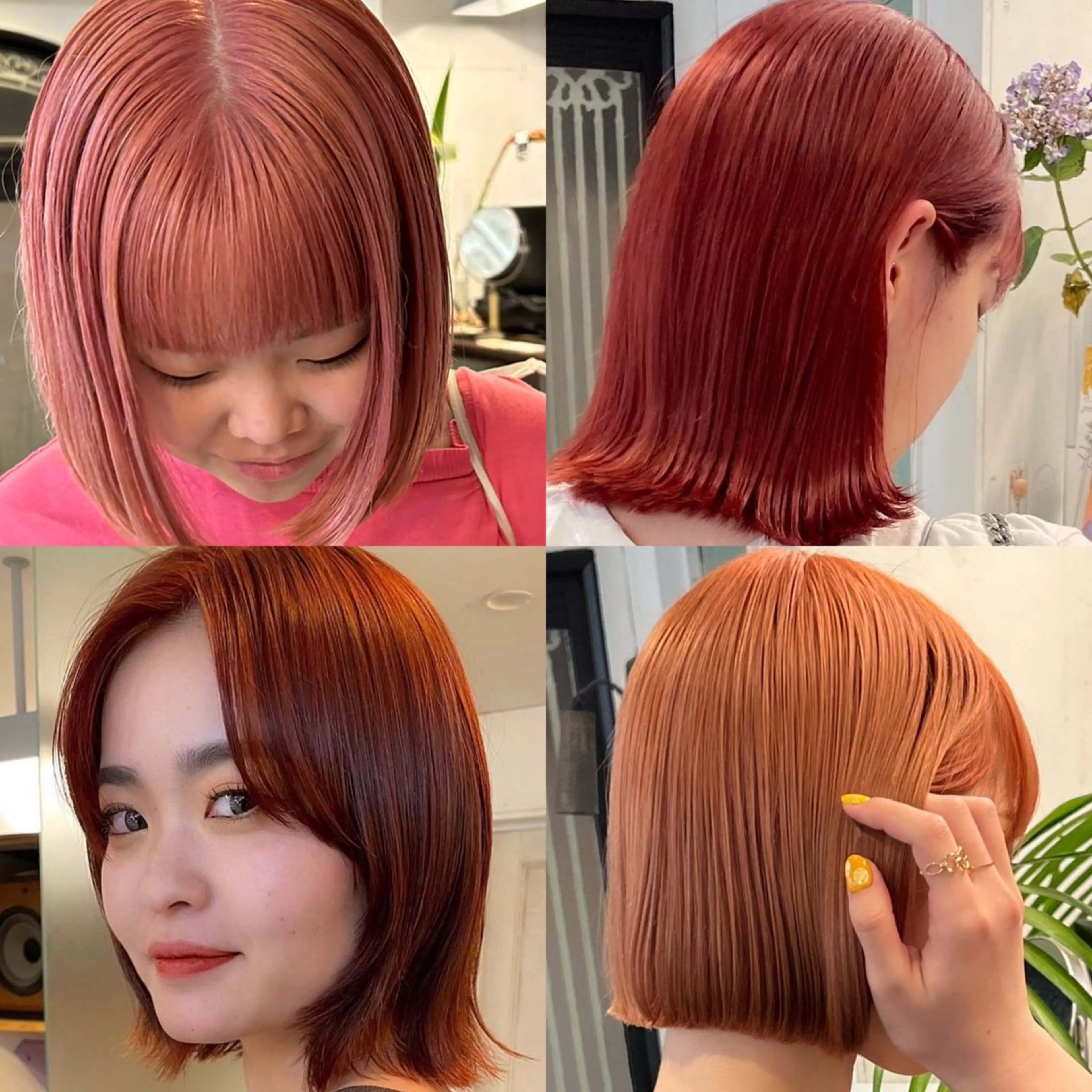 ミディアム カラー ブリーチ ブラウンカラー ブリーチなしカラー オレンジ オレンジブラウン 暖色カラー🧡 ボブ🧚‍♀️マナのヘアスタイル